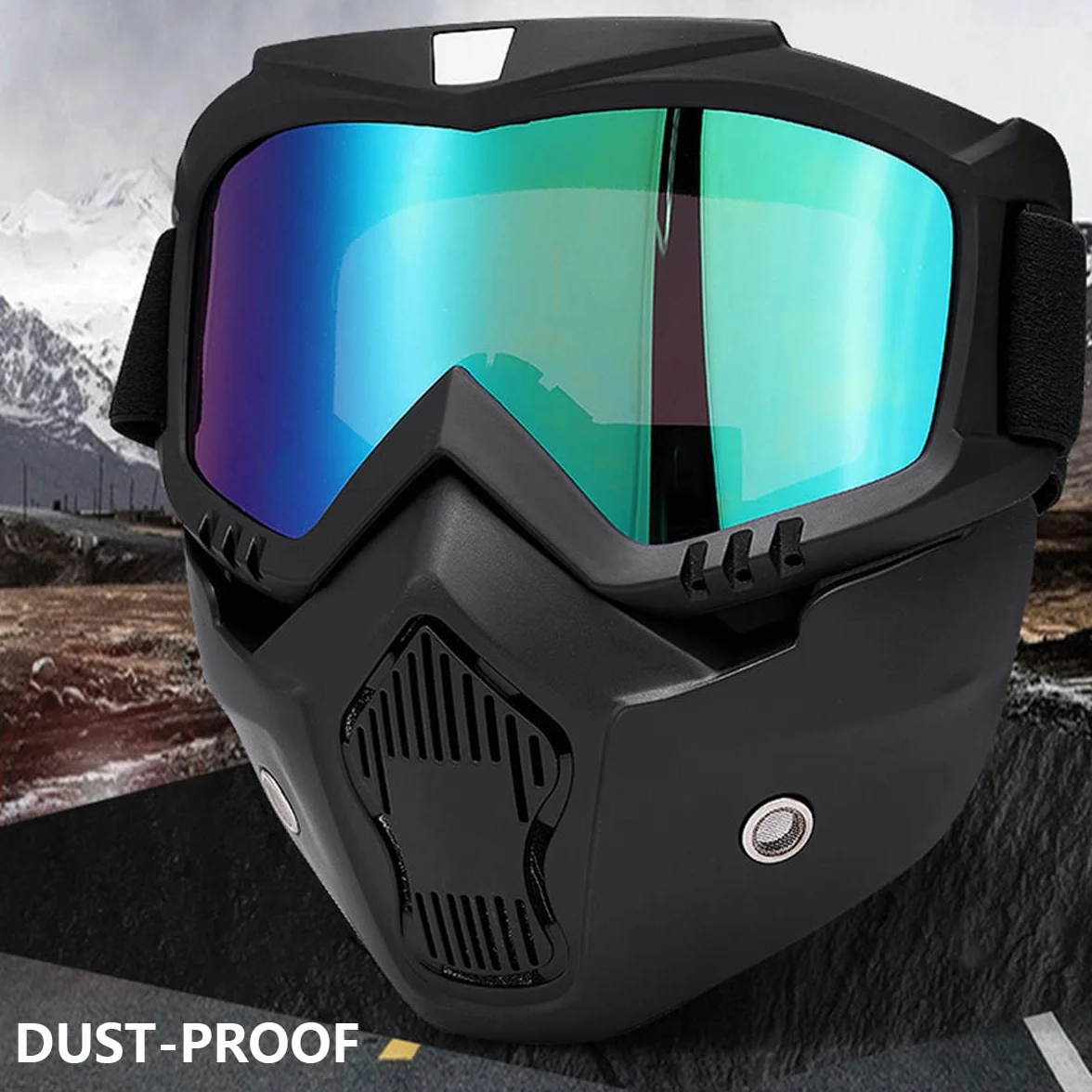 TAIZER Zdejmowane gogle motocyklowe, ochrona przed kurzem, motocross, wiatroszczelna maska na twarz, wiatroszczelna, odporna na zamglenie, jazda konna, rower dirtbike motocross
