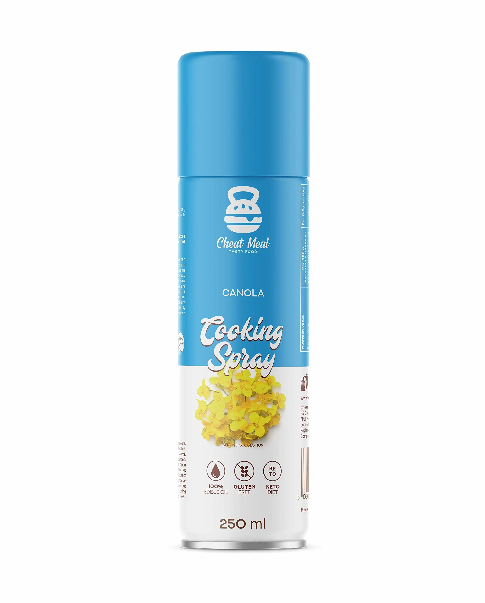 Cheat Meal Cooking Spray 1 x 250ml – Olej w Spreju - Bez Glutenu - Odpowiedni do Diety Keto - Olej Dietetyczny w Sprayu - 143 porcje - 100% Olej Jadalny (Canola Oil)