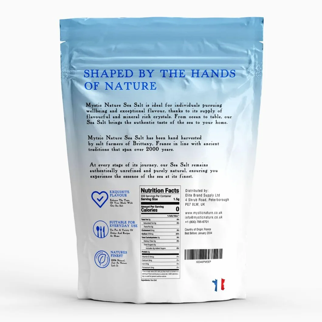 Mystic Nature Celtycka sól morska – 500 g | 100% naturalna nierafinowana sól celtycka | zbierana ręcznie przy użyciu zrównoważonych i przyjaznych dla środowiska praktyk | Zawiera 82+ minerałów | Marka