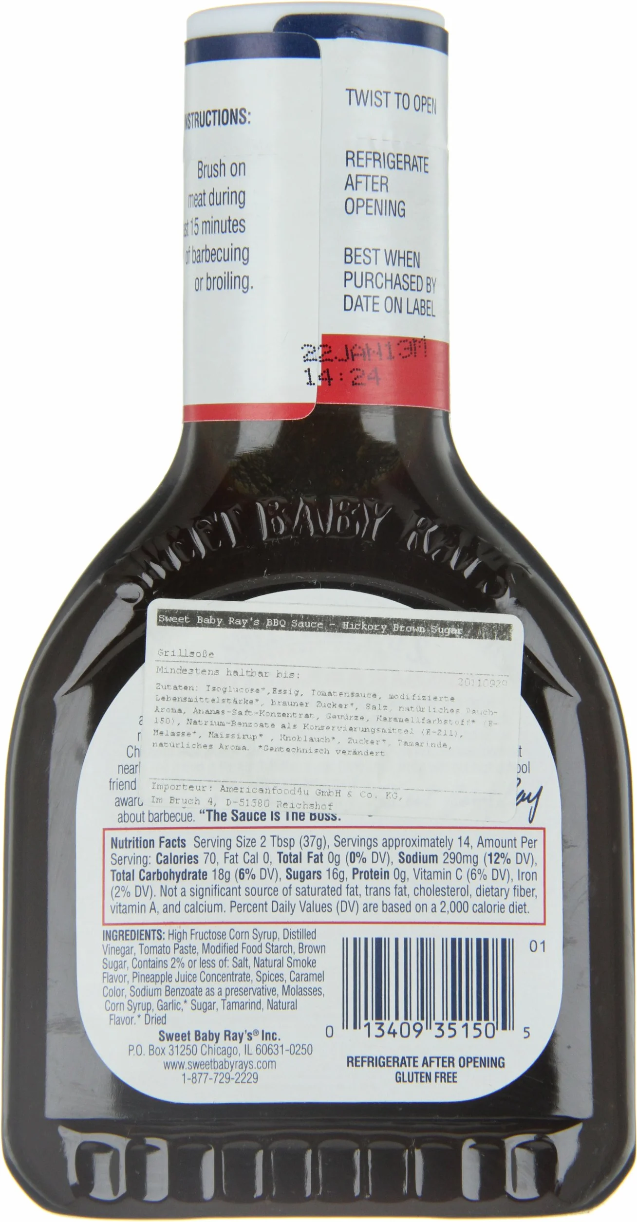 Sweet Baby Ray's Sos BBQ Hickory Brown Sugar 510 g