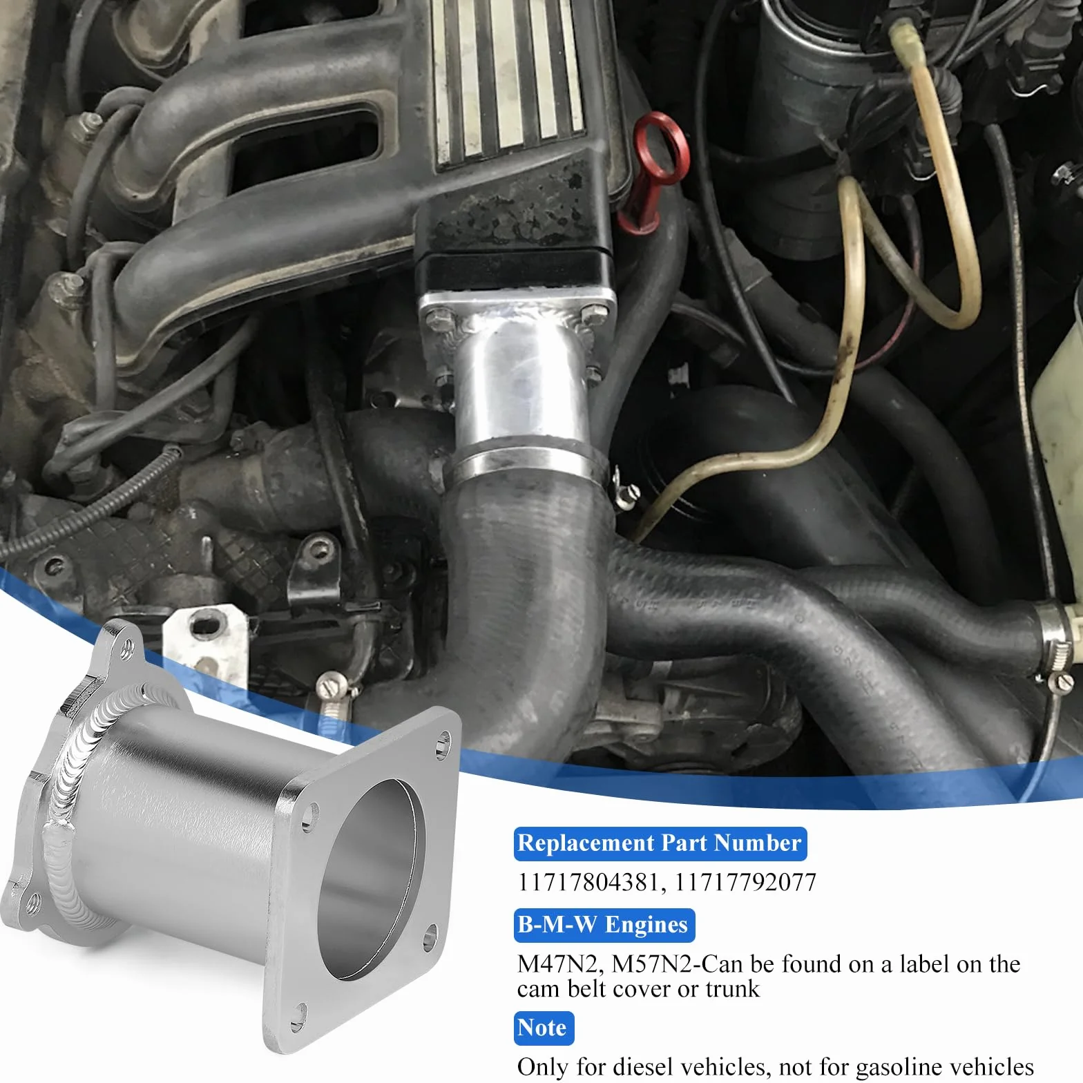 EFUTURETIME Zawór do usuwania EGR, EGR & Cooler Kit Delete zawór kompatybilny z E87/E90/E92/E93/E97/E60/E61/E65/E66, X3 X5 X6