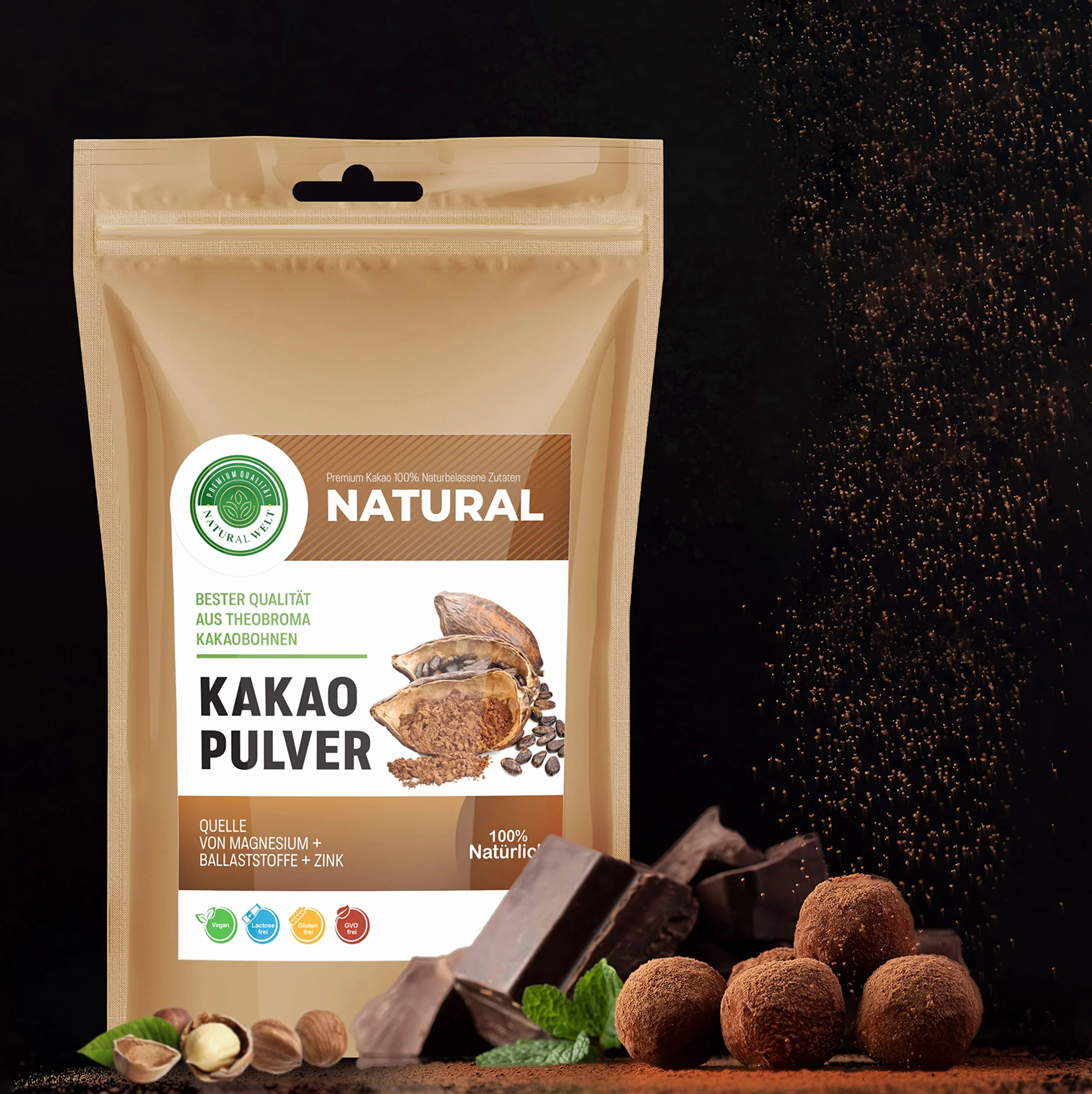 Natural Welt kakao w proszku 354 g. Surowe kakao w proszku do gorącej czekolady I z Peru I bez cukru, 100% naturalne kakao w proszku, z wysokiej jakości ziaren kakaowych
