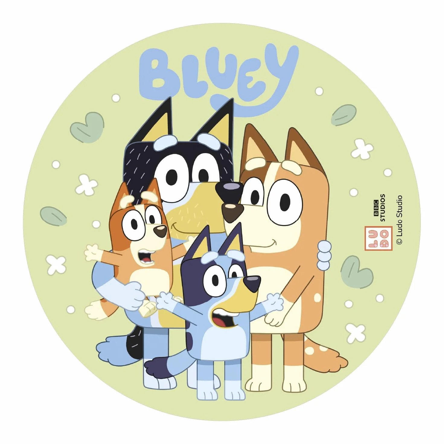 Dekoracja na Tort Bluey z Papieru Jadalnego 20 cm, Bluey i Bingo, Urodzinowa dla Dzieci