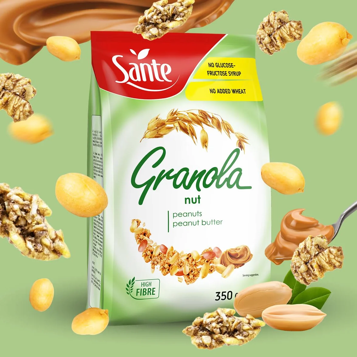 SANTE Granola Orzechowa 350g Chrupiące Musli Pełnoziarniste Płatki Owsiane