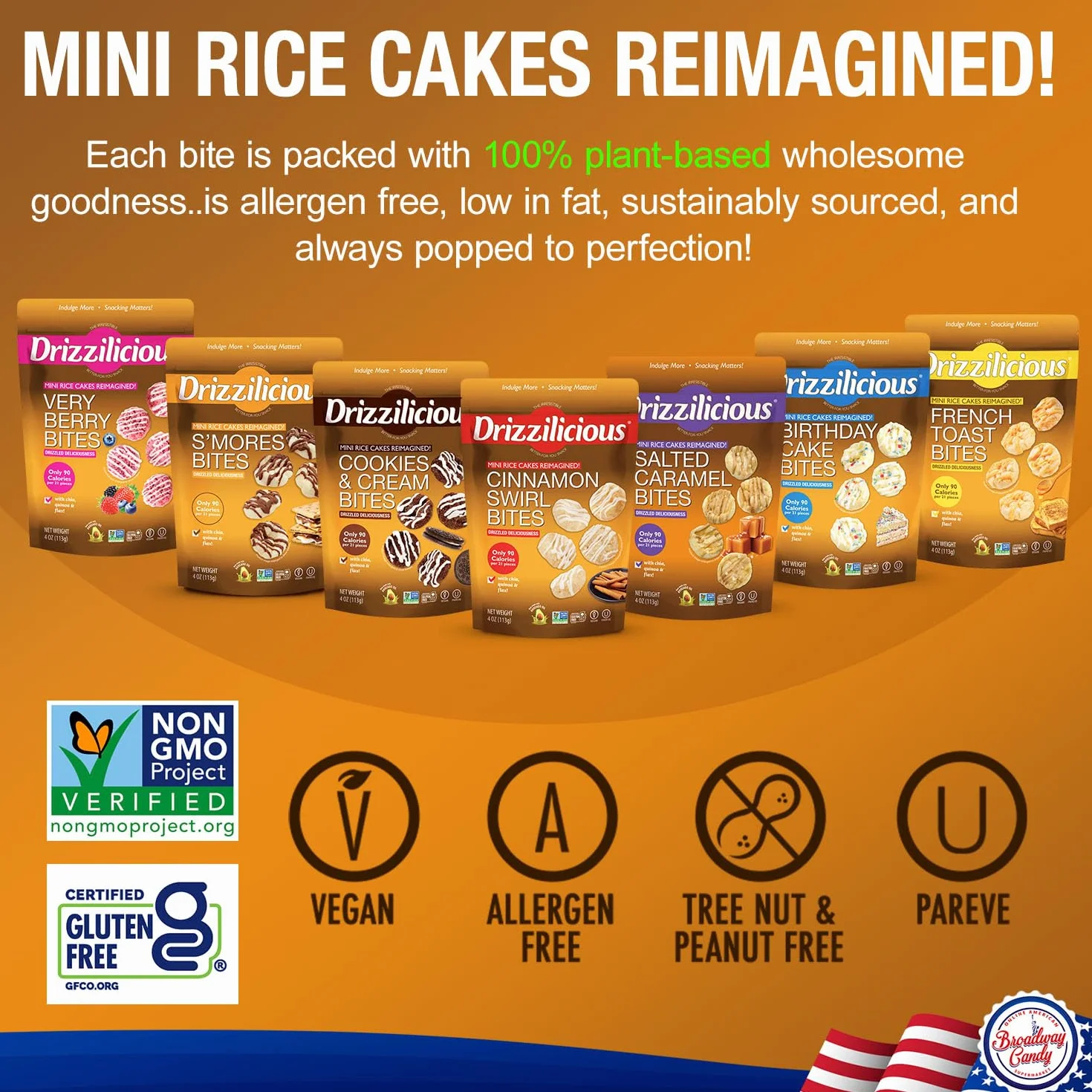 Drizzilicious Mini Rice Cake Bites Mix Różnorodny 113 g 7 sztuk