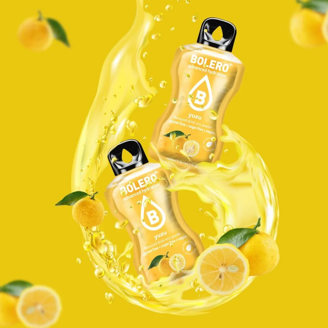 Bolero YUZU Proszek do napojów bez cukru ze stewią i witaminą C 24x3g bezglutenowy wegański