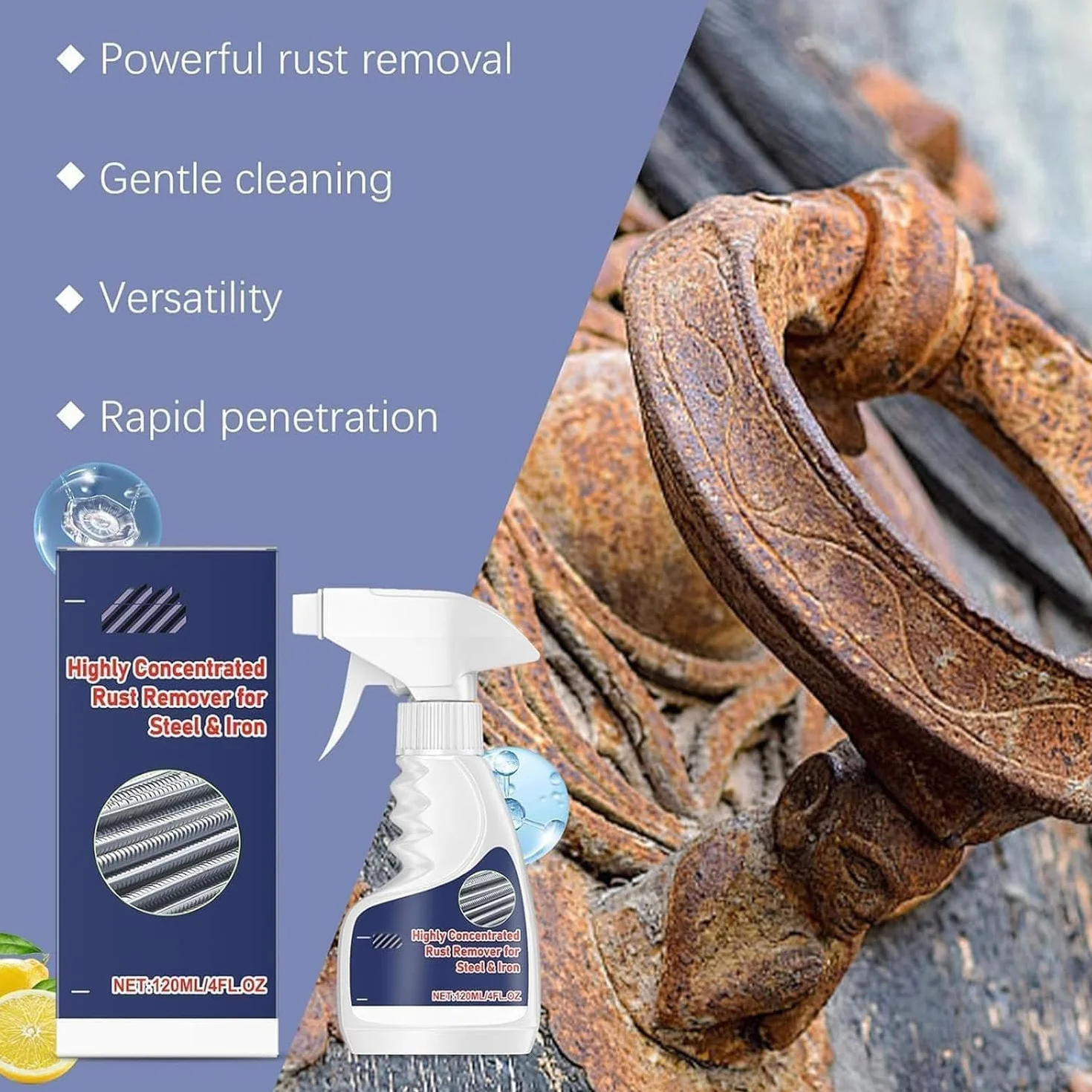 Generisch Heavy Duty Metal Rust Remover, ulepszony środek do usuwania rdzy z metalu, stal nierdzewna do narzędzi i mebli zewnętrznych, szybkie działanie (2 szt.)