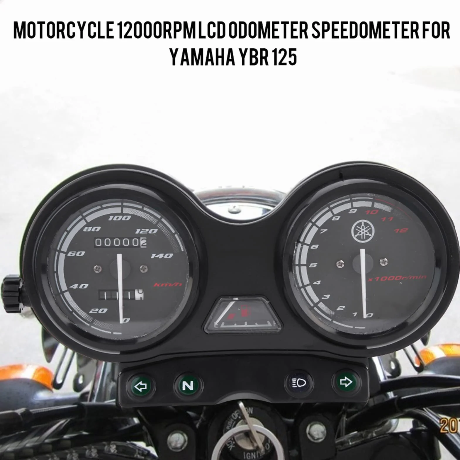 FECAMOS Prędkościomierz 12000 obr./min, motocyklowy licznik kilometrów solidna obudowa z tworzywa sztucznego 5 pinów wtyczka + 4 przewody do Yamaha YBR 125