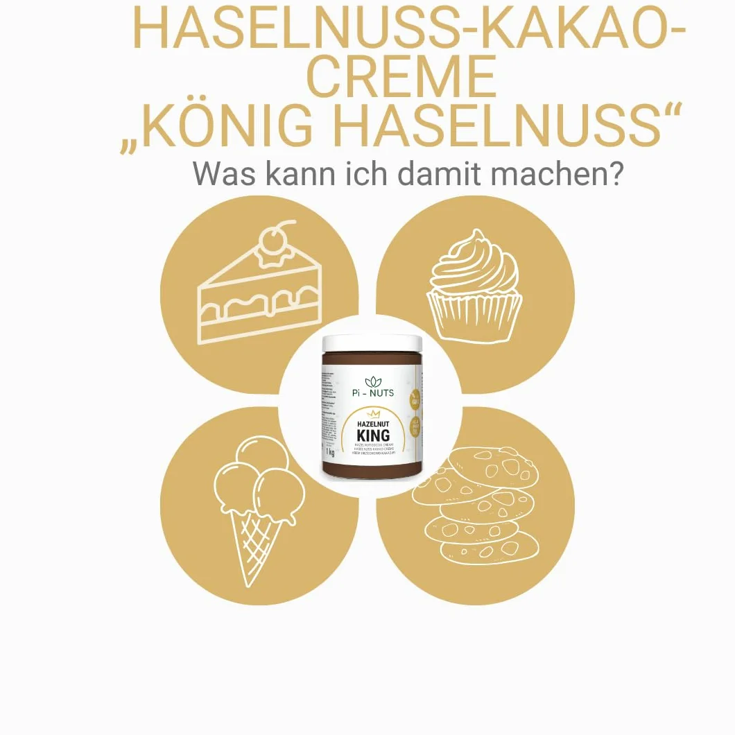 Pi-nuts Krem z orzechów laskowych z kakao do 45% orzechów laskowych - masło orzechowe do smarowania chleba słodko - słodycze - pasta z orzechów laskowych do lodów, do pieczenia, do smarowania -
