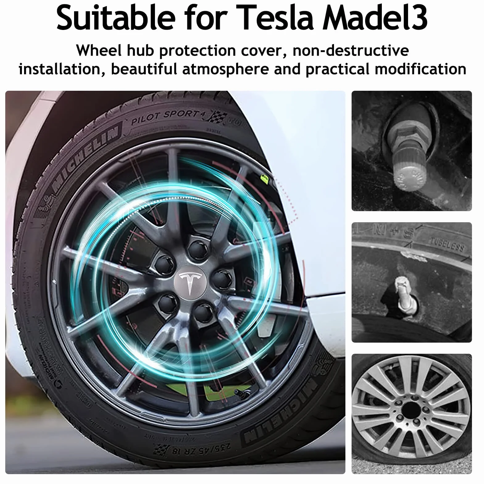 Tesla zestaw kołpaków na koła do Model 3, Y, S, X