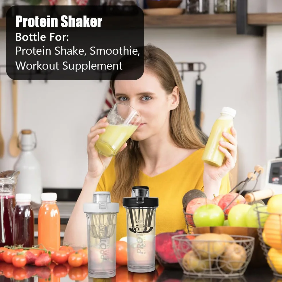 Protein Shaker 500 ml Blender Bottle with Scale White