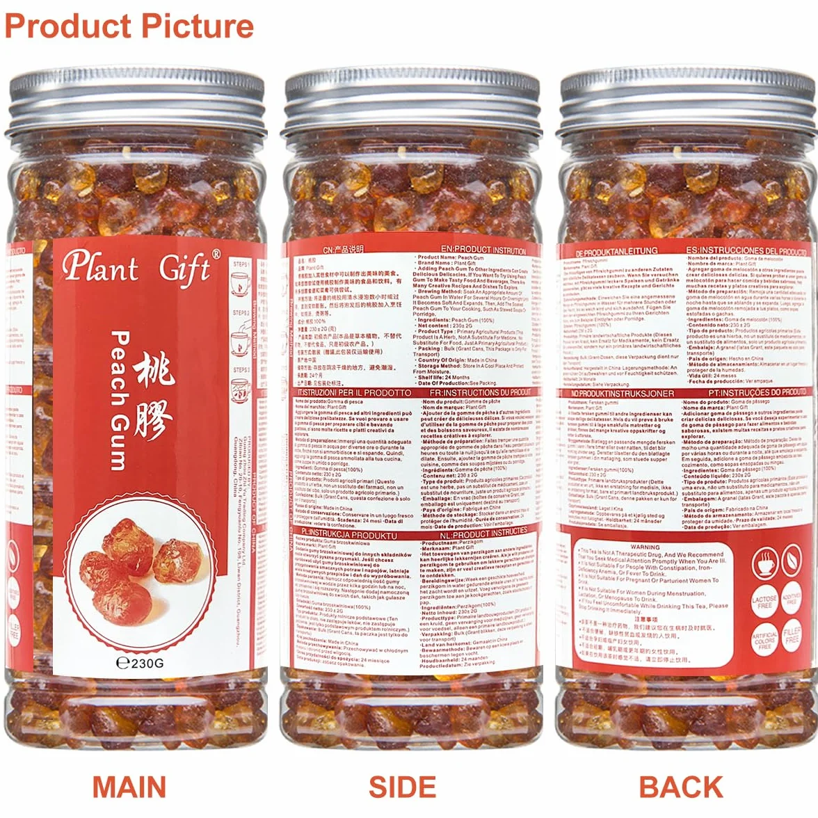 Plant Gift Natural Wild Peach Gum 230G/8.11oz jadalne łzy brzoskwiniowe, tao jiao brzoskwiniowe żywice, dodatki do żywności za darmo
