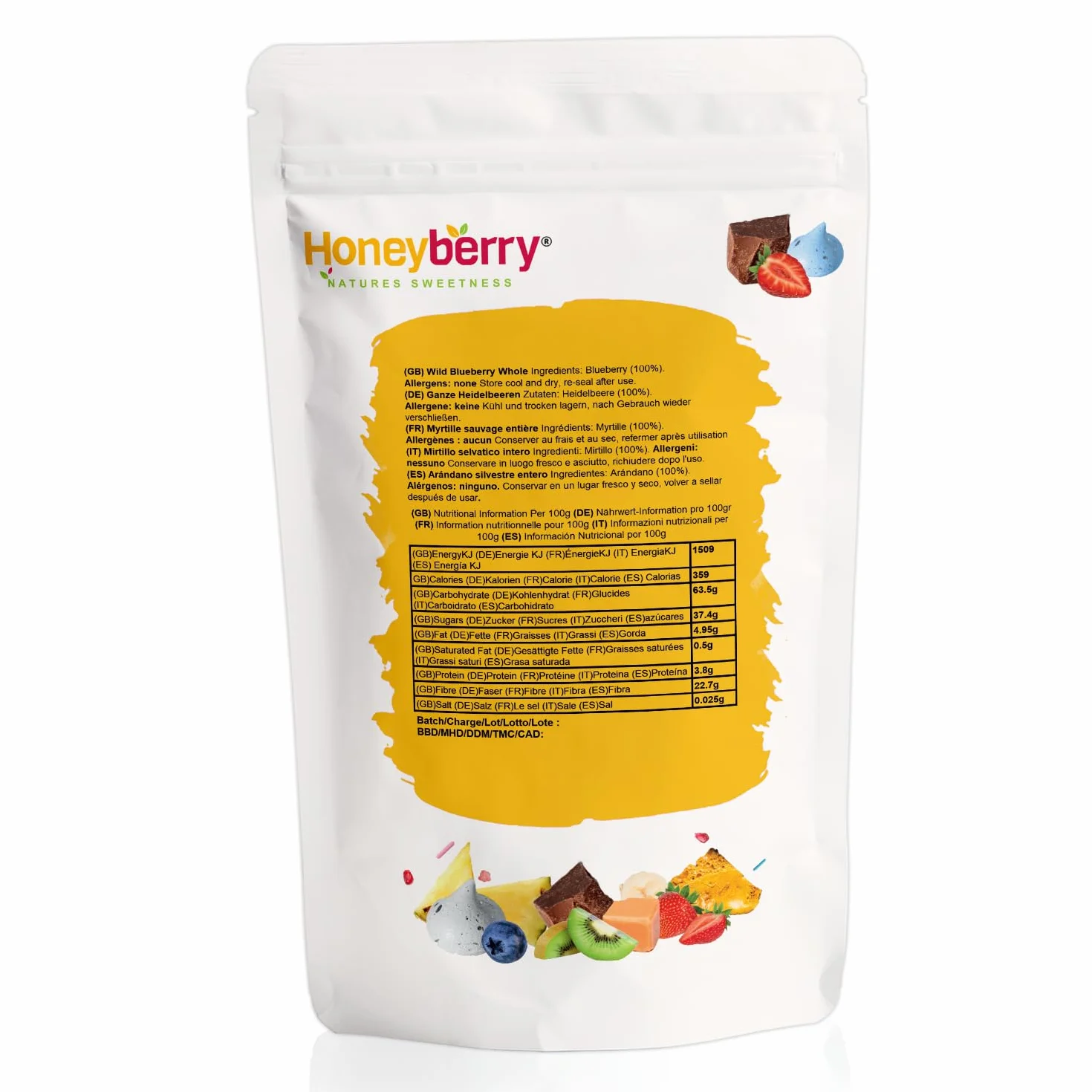 Liofilizowane Jagody Leśne 250g - Naturalne Dziko Rosnące Borówki Leśne - Liofilizowane Owoce bez Dodatku Cukru - Suszone Dzikie Jagody do do Wypieków, Dekoracji Ciast, Tortów i Deserów