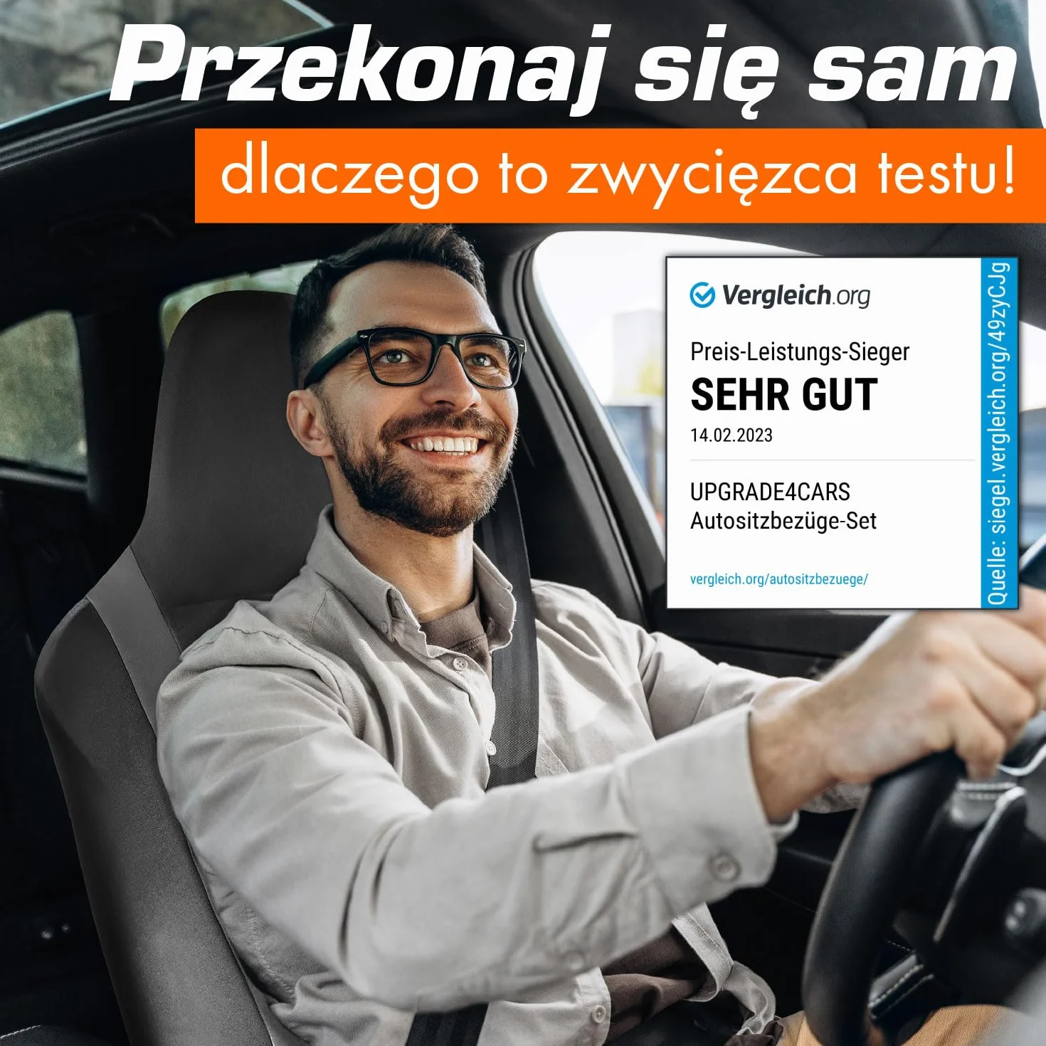 Upgrade4cars zestaw pokrowców na siedzenia samochodowe dla foteli pilota | Pokrowiec na przednie siedzenia w kolorze szarym | Pokrowce na siedzenia samochodowe uniwersalne z wbudowanym zagłówkiem |