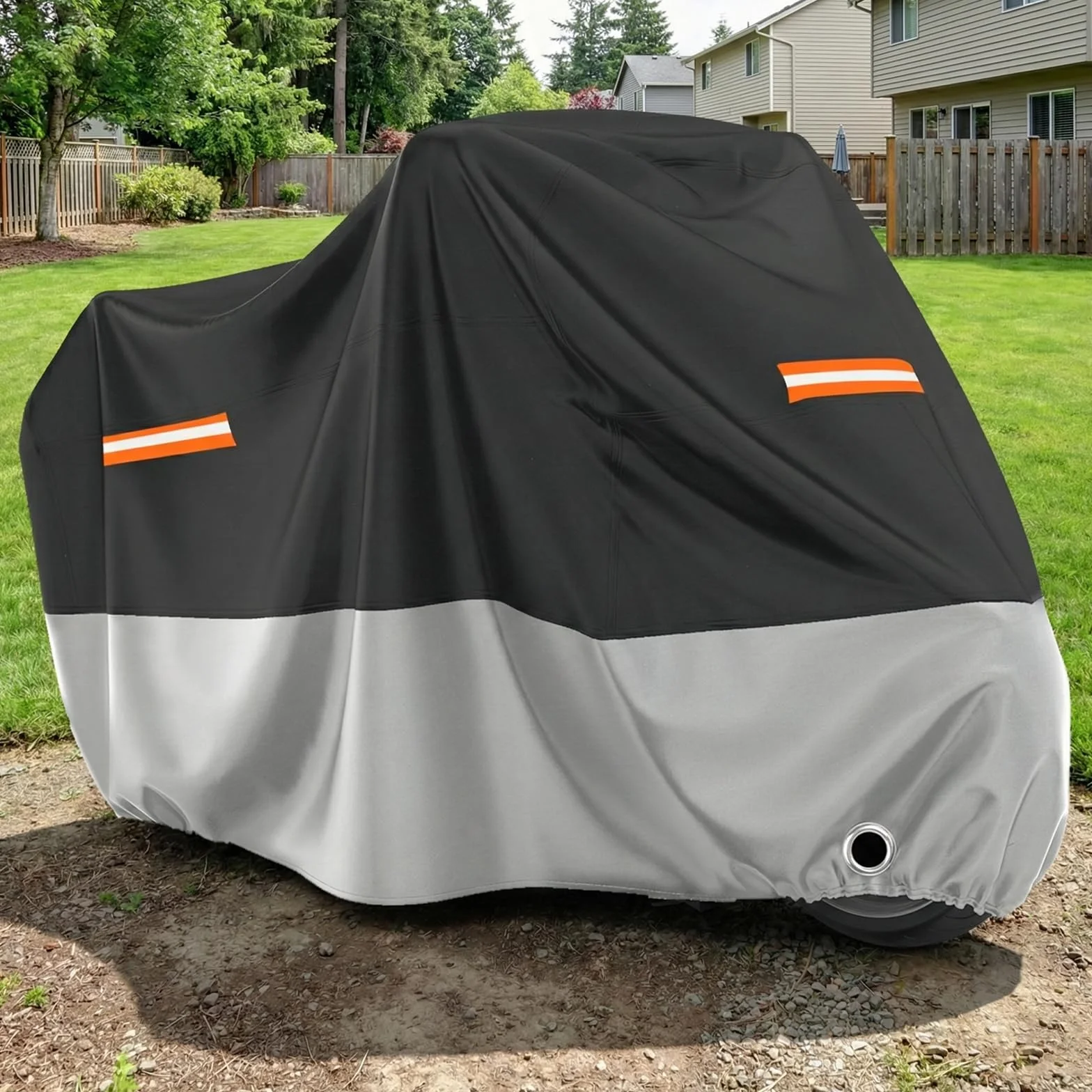 Favoto Pokrowiec na motocykl, wodoszczelny, na zewnątrz, na cały rok, z 2 odpornymi na wiatr klamrami, z otworem na zamek, 245 x 105 x 125 cm