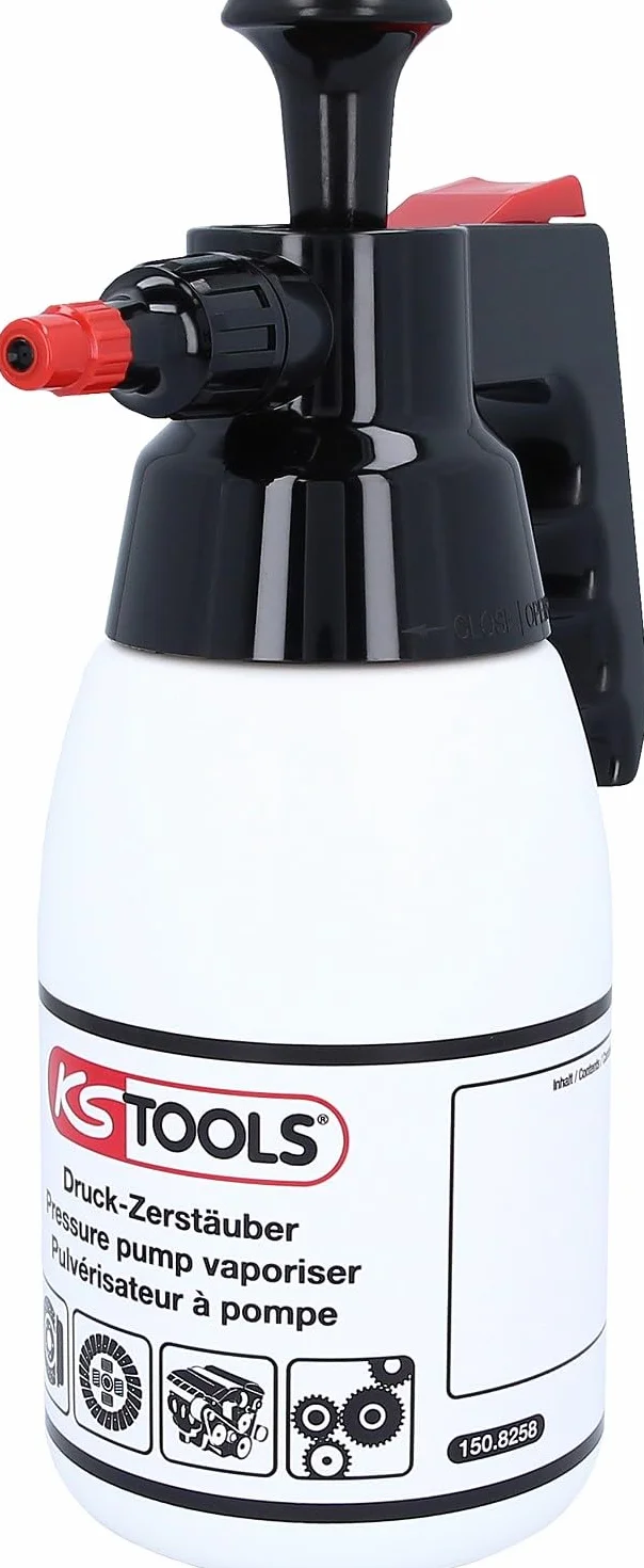 KS Tools 150.8258 Butelka z pompką do płynu do czyszczenia hamulców, 1 l