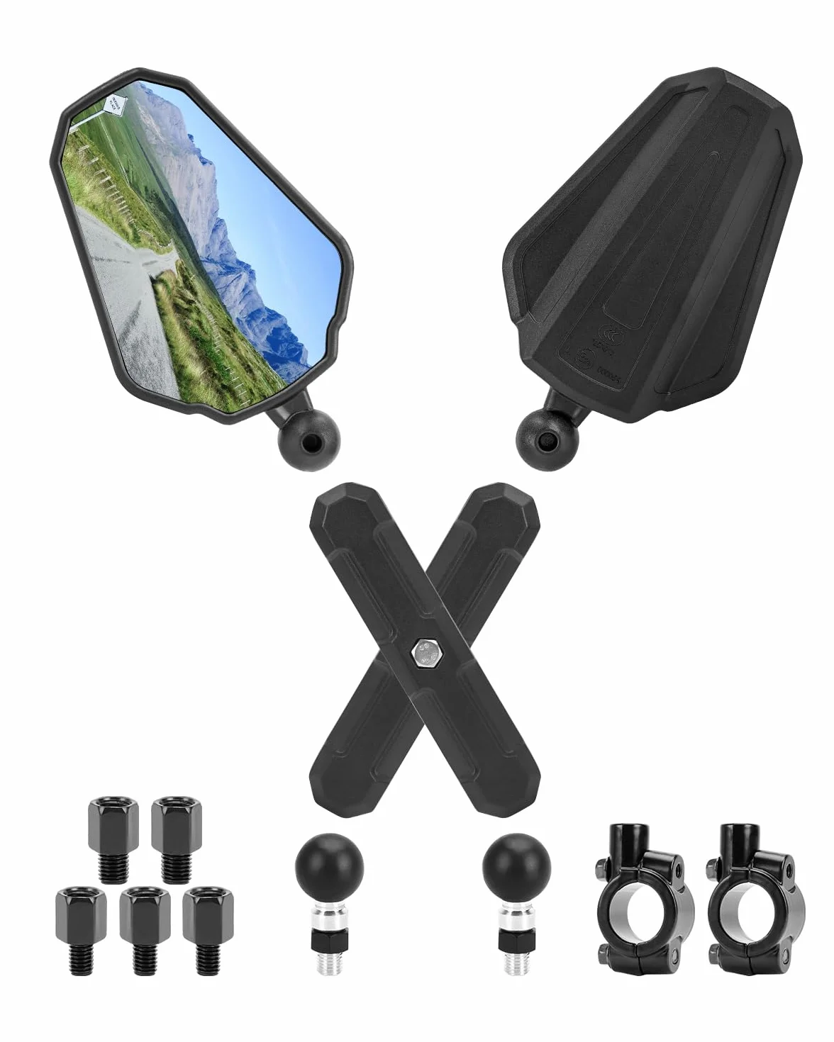 SUPAREE Lusterko wsteczne motocyklowe uniwersalne lusterka wsteczne z homologacją motocykl składane lusterko motocyklowe szlakowe 360° z E-mark M10/M8 kompatybilne z Street Bike Cruiser ATV 1 Paire