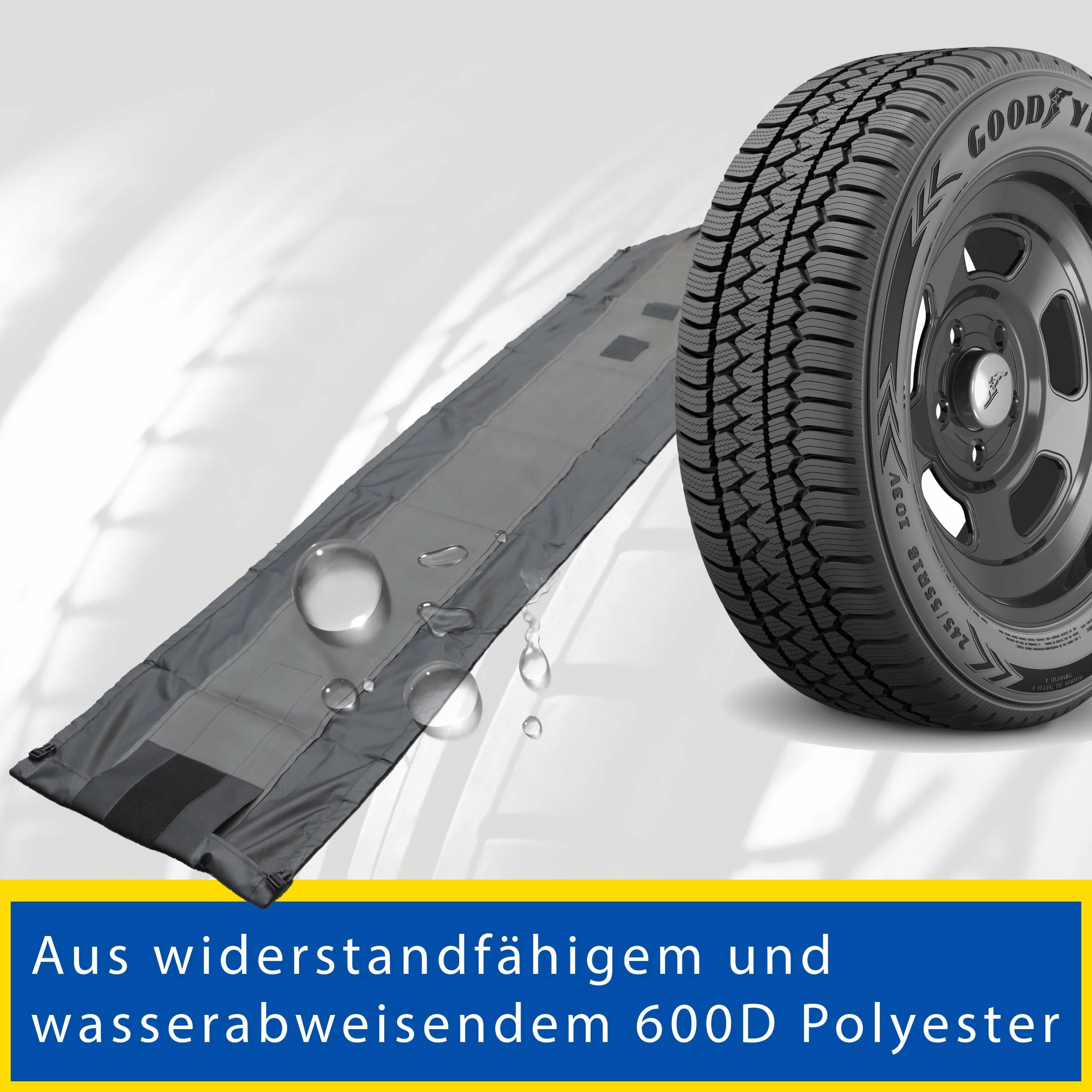 GOODYEAR Torby na opony z poliestru 600D do transportu, przechowywania opon, ochrona przed promieniowaniem UV, odporne na działanie wody, czarne, zestaw 4-częściowy