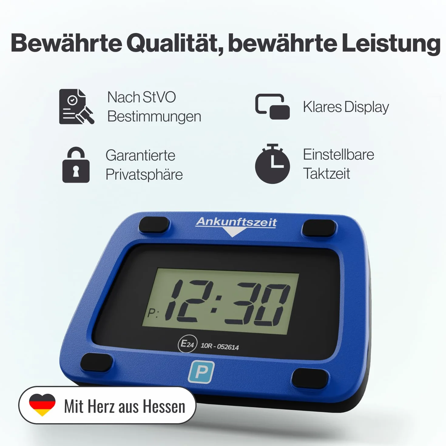 Parkwächter v0 Elektroniczna tarcza parkingowa z dopuszczeniem do ruchu drogowego – automatyczny zegar parkingowy zgodnie z niemieckim prawem o ruchu drogowym – kolor niebieski – 111 x 72 x 25 mm