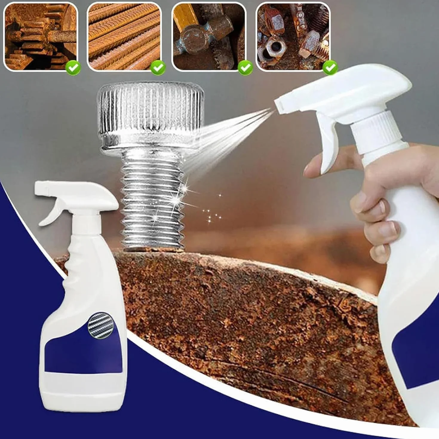 Wytrzymały metalowy odrdzewiacz, Acssart środek do usuwania rdzy, spray do usuwania rdzy, skutecznie usuwa rdzę z powierzchni metalowych do metalu, samochodu, stali (120 ml - 2 szt.)
