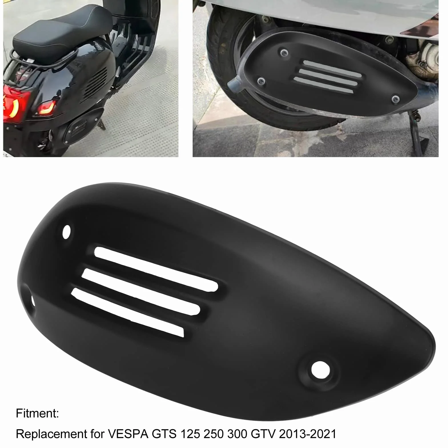 Osłona rury wydechowej dla GTS 125 250 300 GTV Osłona rury wydechowej motocykla osłona rury wydechowej ze stali nierdzewnej osłona obudowy wymiana (czarny)