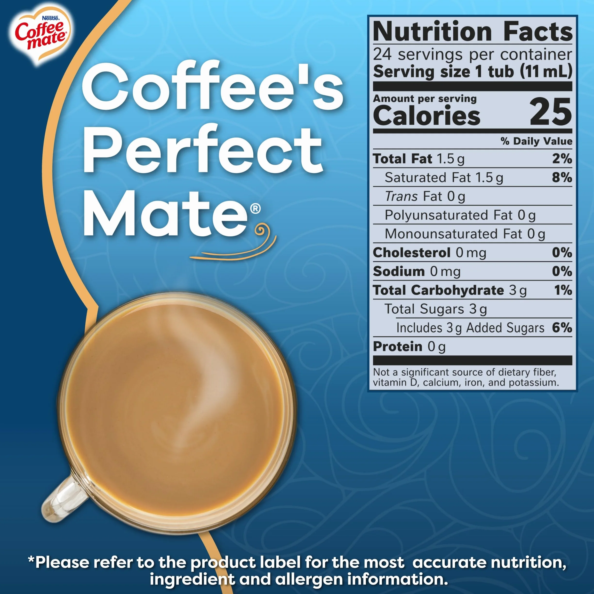 Coffee-mate Krem do kawy w słoikach o smaku francuskiej wanilii, 24 sztuki, 265 ml
