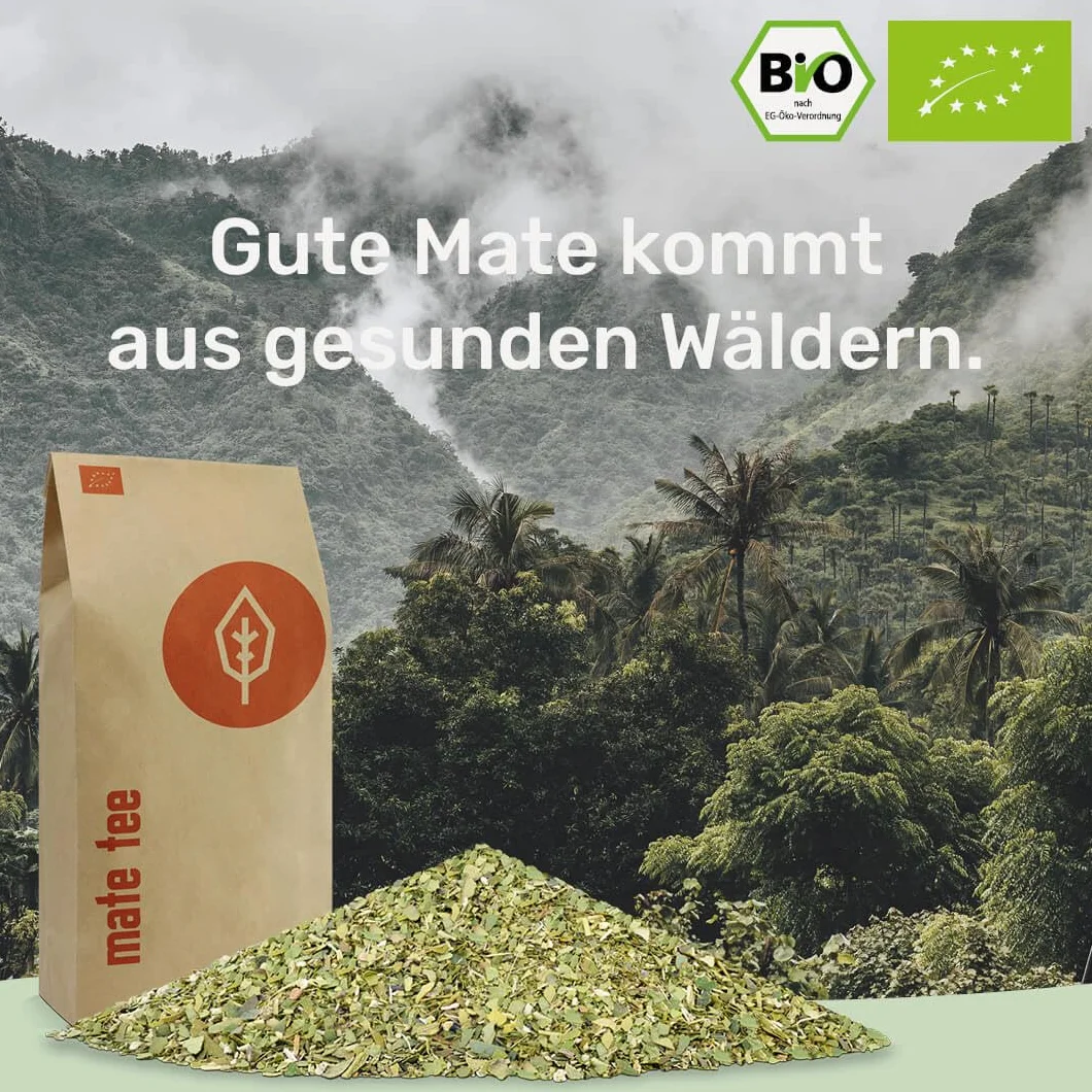 Bio Yerba Mate Herbata BIO 200g ● Liście mate w czystej postaci ● świeże i zielone ● sprawiedliwe, ekologiczne i suszone na wolnym powietrzu ● organiczna yerba mate ● kontrolowane, certyfikowane i