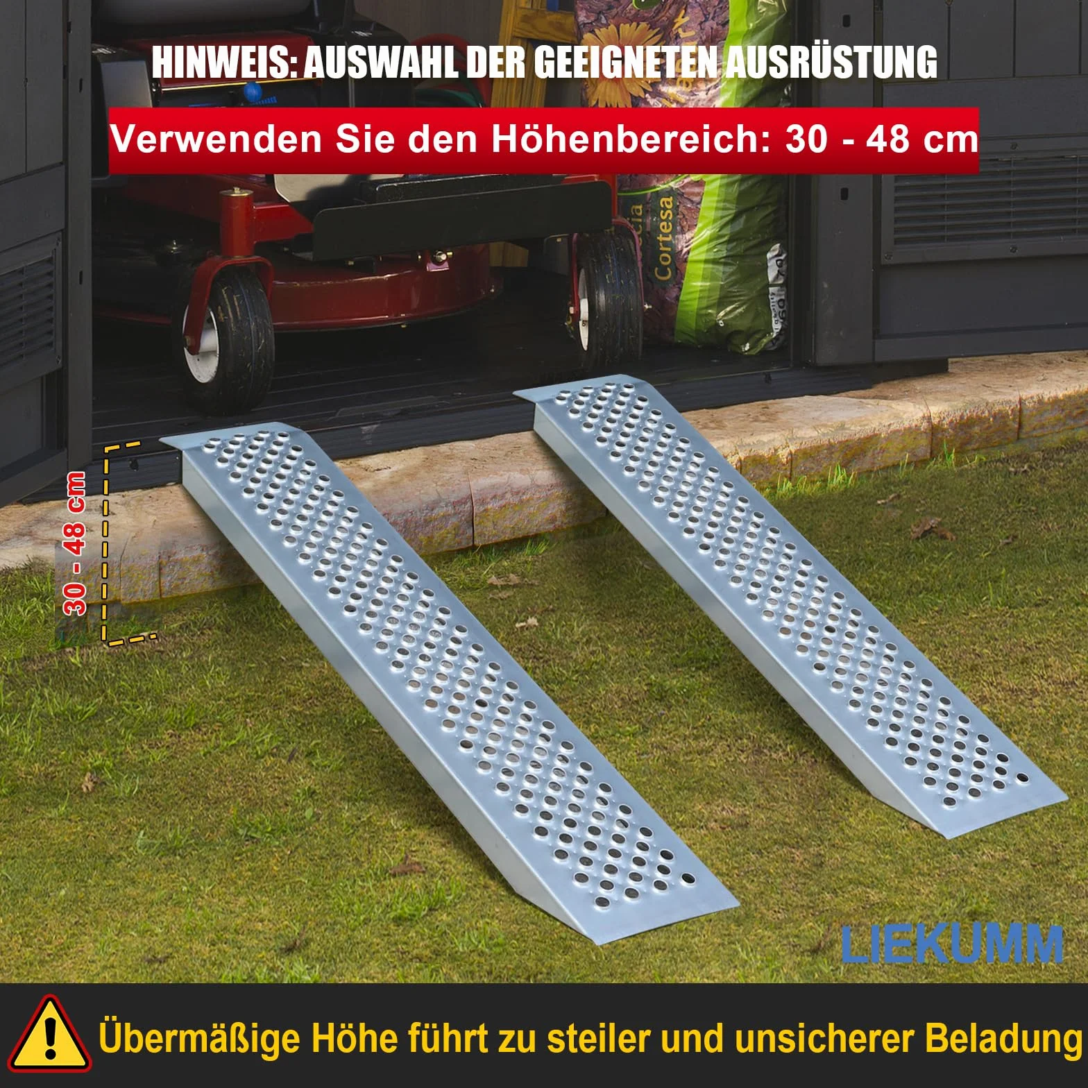 LIEKUMM 2 x rampa najazdowa, 120 cm, nośność 600 kg, stalowa, do motocykla, motocykla elektrycznego, ATV, warsztatu, rampy najazdowej, do przyczepy, garażu, motocykla, 2 szt