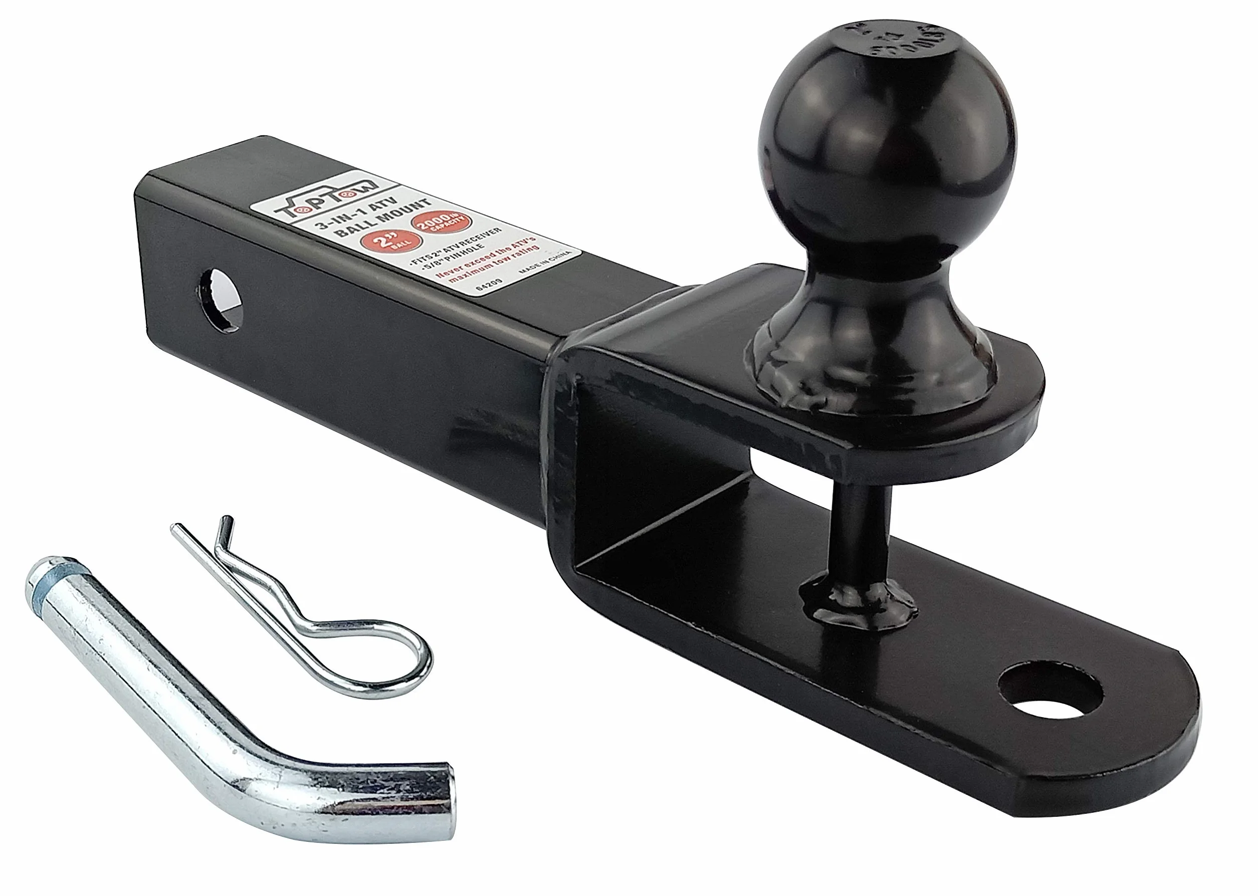 TOPTOW Zaczepy kulowe haka holowniczego ATV/UTV, kula 5 cm, połączenie stworzeniowe, pasuje do gniazda haka 5 cm