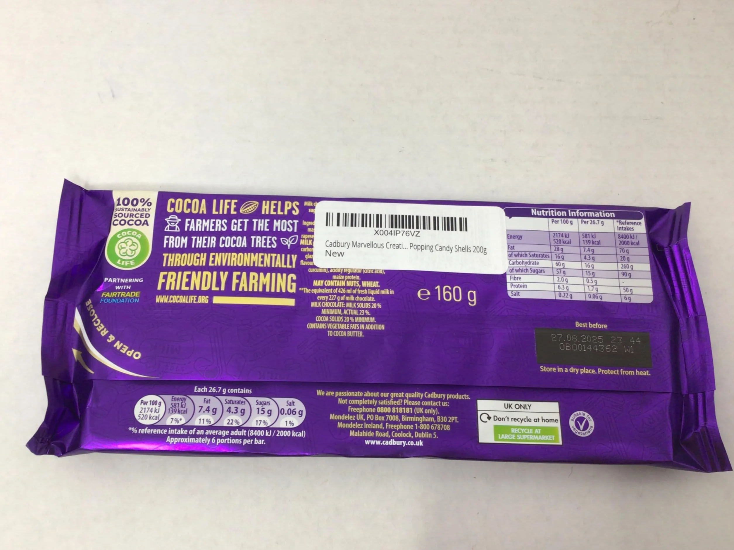Cadbury Mleko Dairy Marvellos Creations Jelly Popping Candy Shells 200 g