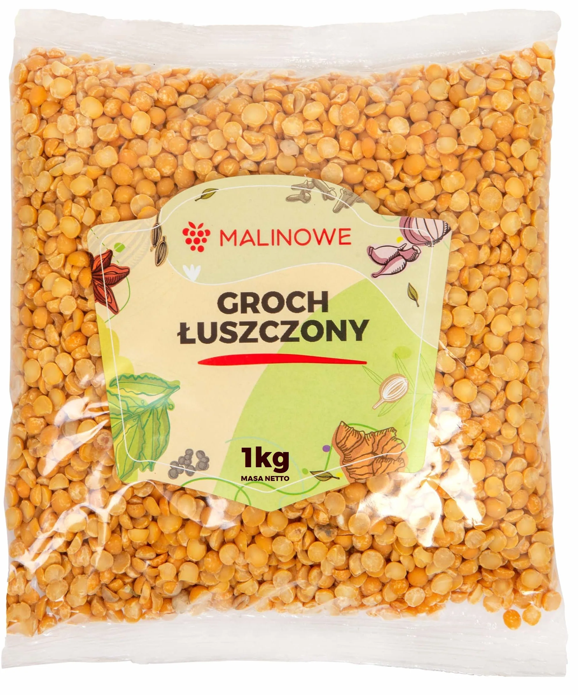 Malinowe GROCH ŁUSKANY POŁÓWKI 1kg Groch Łuszczony Jakość Premium