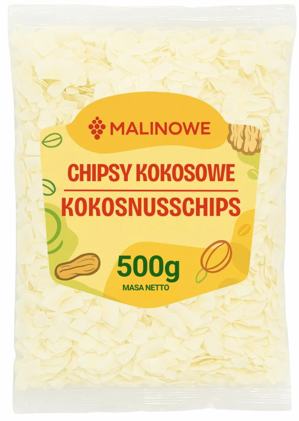Malinowe CHIPSY KOKOSOWE SUSZONE 500g Doskonałe Jakość Premium