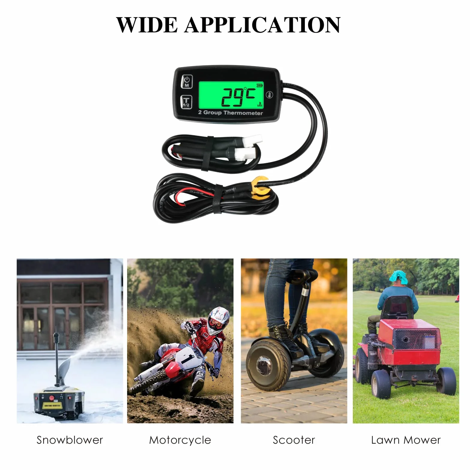 Cyfrowy termometr silnika z podwójnym wyświetlaczem LCD miernik temperatury termometr motocyklowy alarm temperatury wywrotka skuter silnik zaburtowy morski skuter śnieżny
