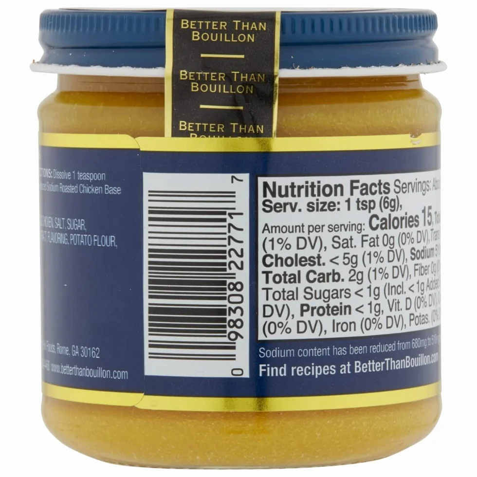 Better Than Bouillon Reduced Sodium Roasted Chicken Base 8 oz Jar