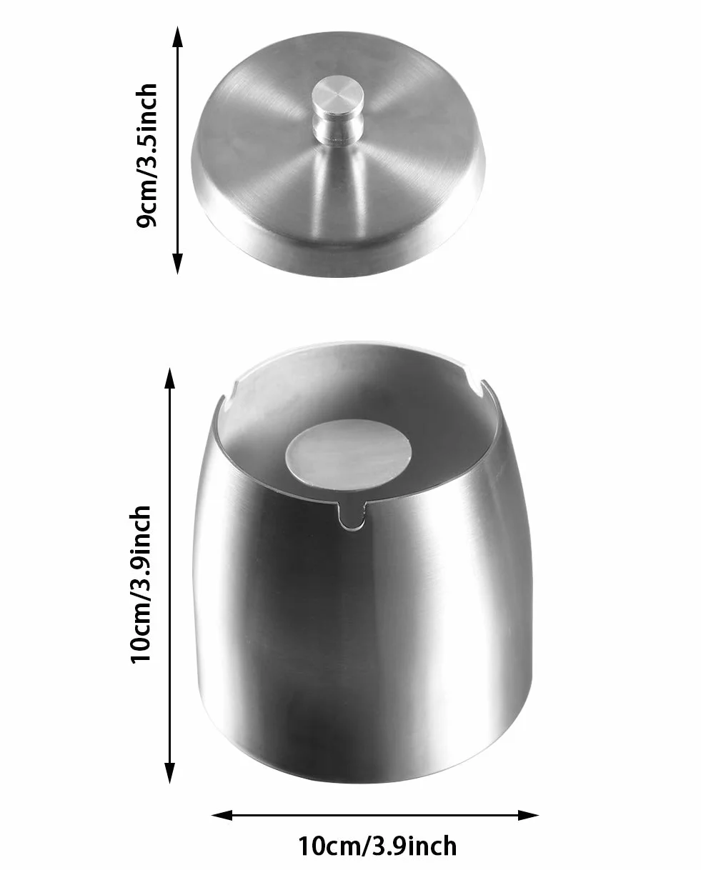 Popielniczka do pomieszczeń zewnętrznych zamknięta oryginalna popielniczka design duża ochrona zapachowa na zewnątrz zamknięta z pokrywą ze stali nierdzewnej Ashtray Outdoor nietłukąca się metal do