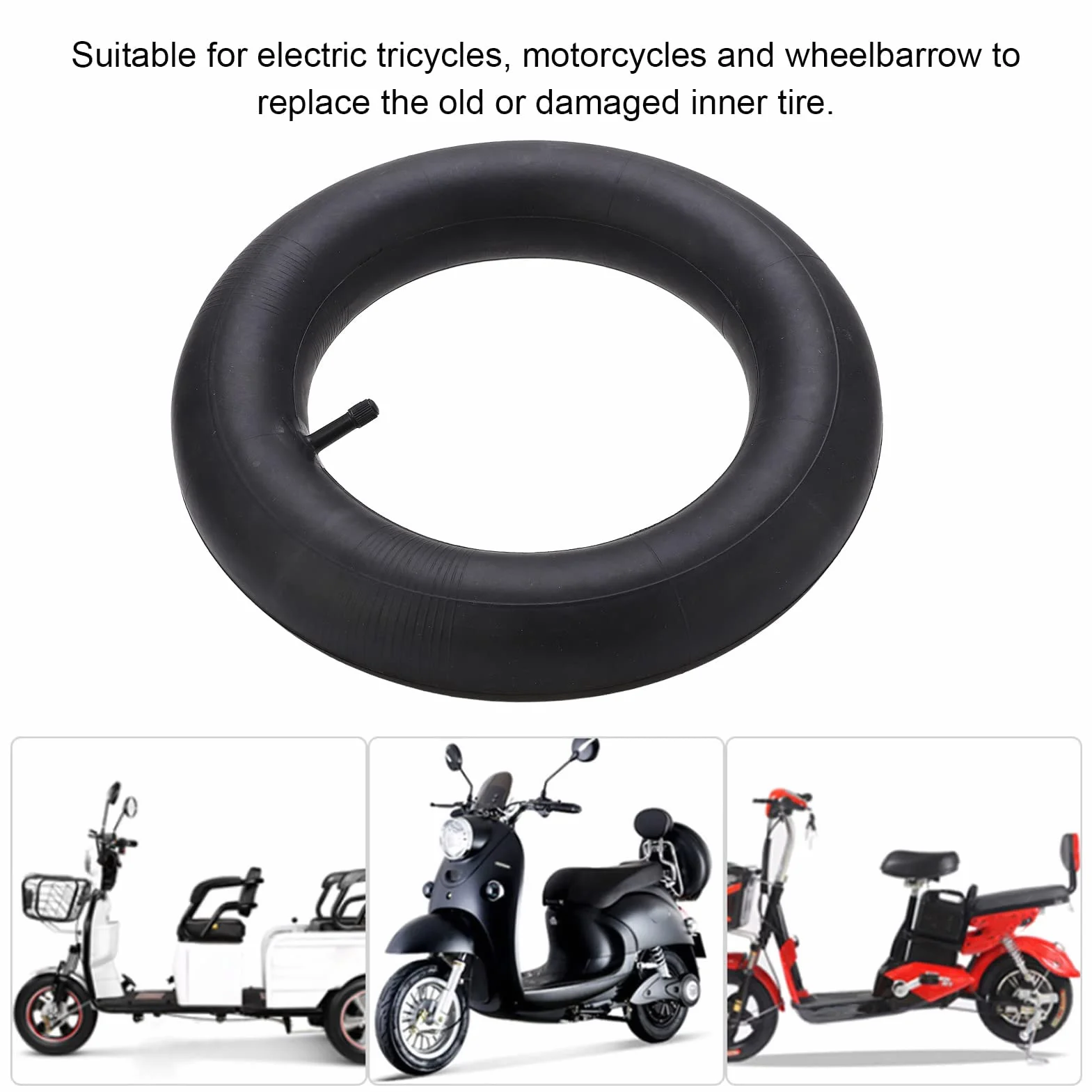 Dętka 3.00/3.25-8, 3.00/3.25-8, Dętka Koła 3.00/3.25-8 Gumowa Dętka Opony Wewnętrznej do Taczki Motocyklowej Electro Tricycle