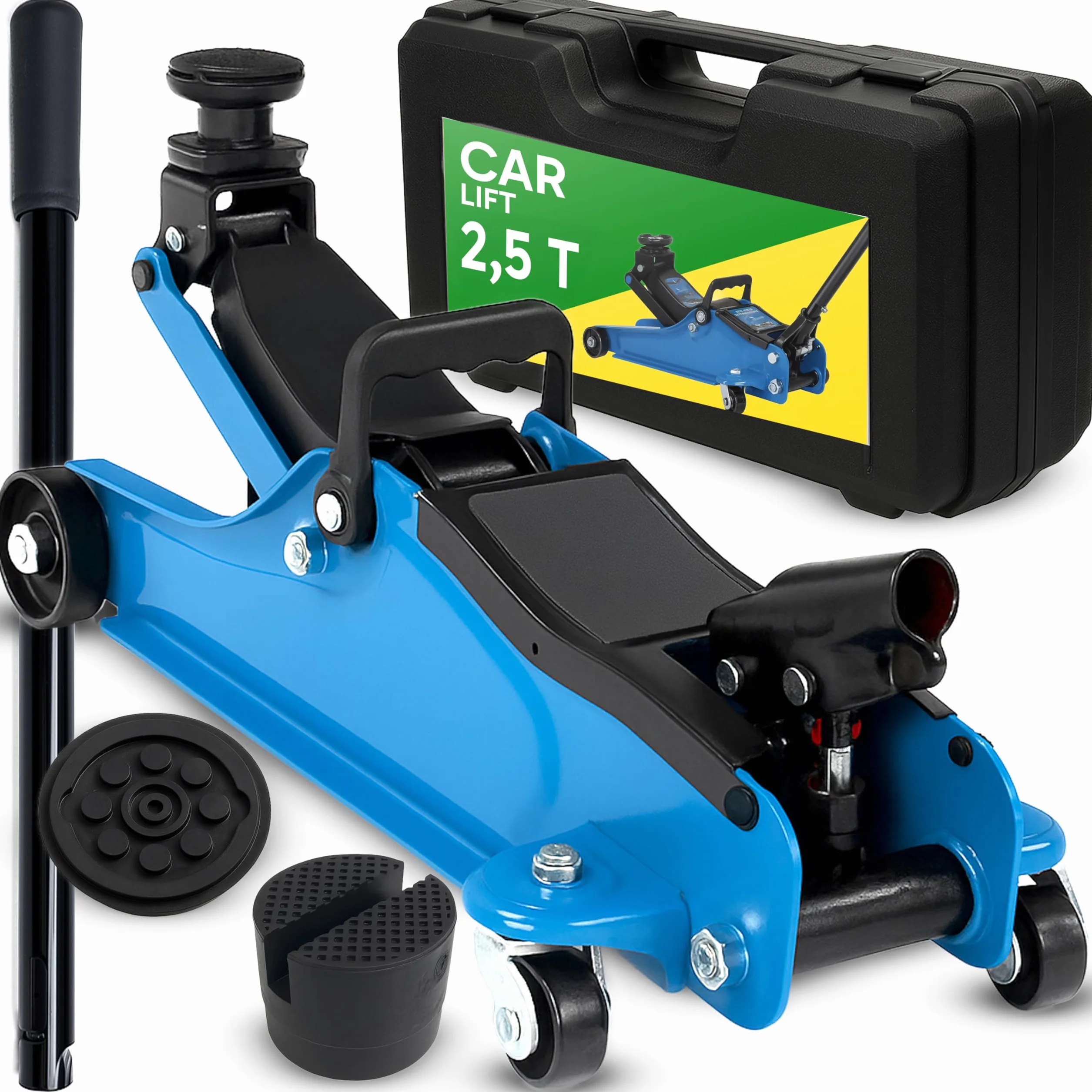 Retoo Hydrauliczny podnośnik samochodowy 2,5 t – podnośnik samochodowy o wysokości podnoszenia 85-365 mm i ramieniu dźwigni 50 cm, profil płaski, system podwójnego tłoka, bardzo stabilny, idealny do