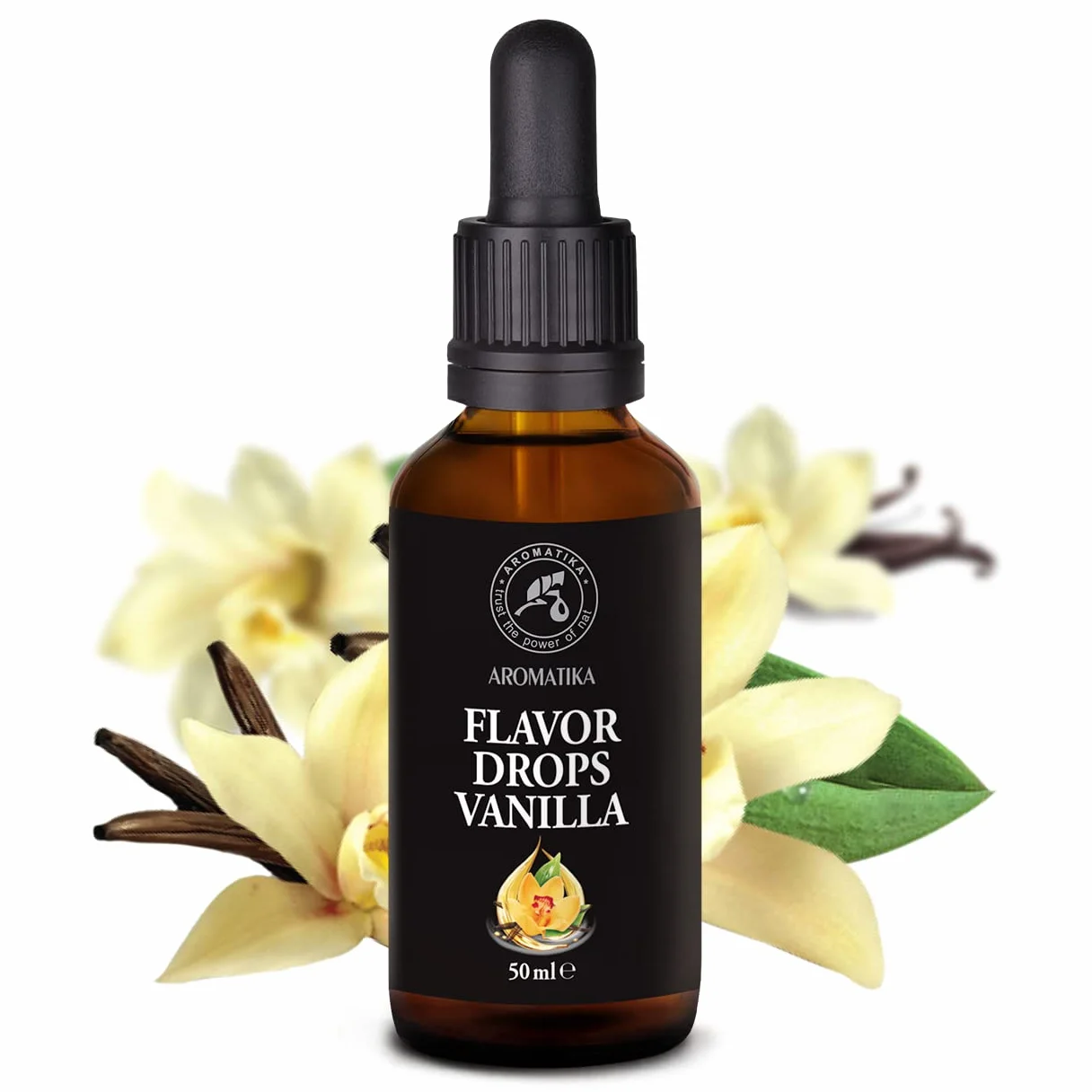Flavour Drops Vanilla 50ml - Flavour Vanilla Drops - Dark Glass Bottle with Dropper - Vanilla Food Flavouring for Home Cooking and Baking or Bakery Products - Vegan - Sugar Free - Calorie Free