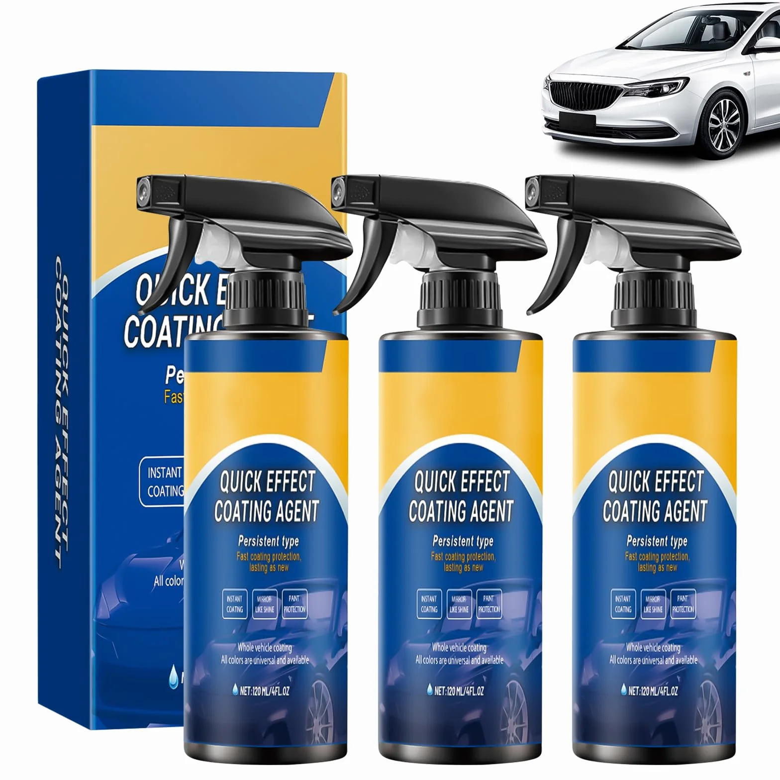 Quick Effect Coating Agent for Car, środek do szybkiego działania, 3 sztuki lakieru samochodowego, odporny na działanie wody, olejoodporny