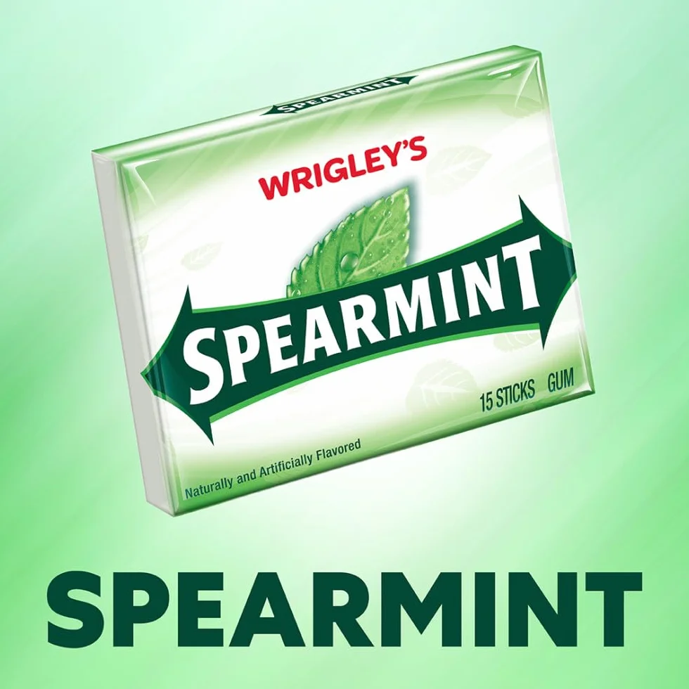 WRIGLEY'S Spearmint Chewing Gum, 15 pieces (10 packs)