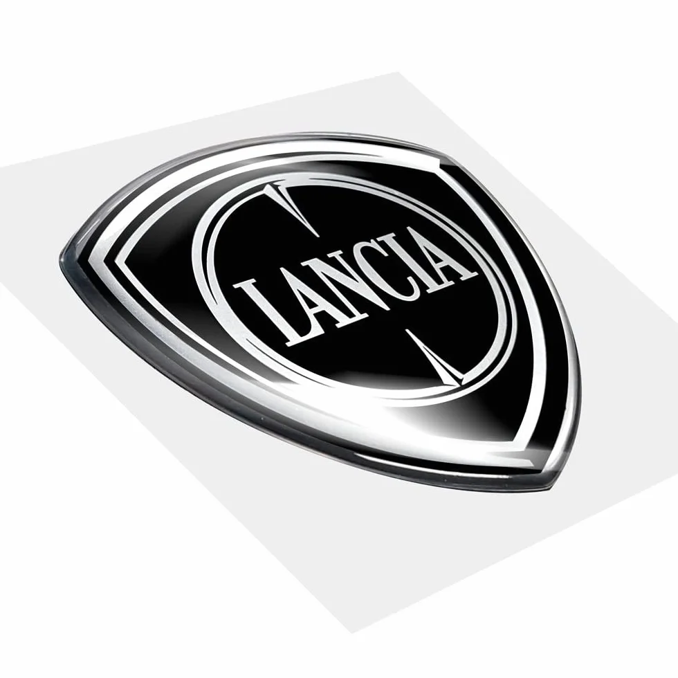 Lancia 21265 oficjalne logo naklejki 3D na Ypsilon, tył, czarny, 71 x 73 mm