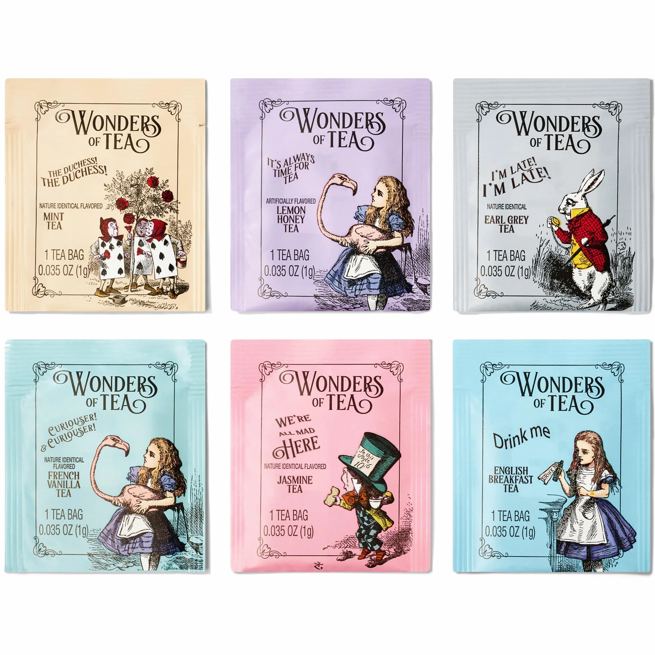 Alice im Wunderland Teesortiment Geschenkset 90 Stück mit Buchzitaten und Illustrationen