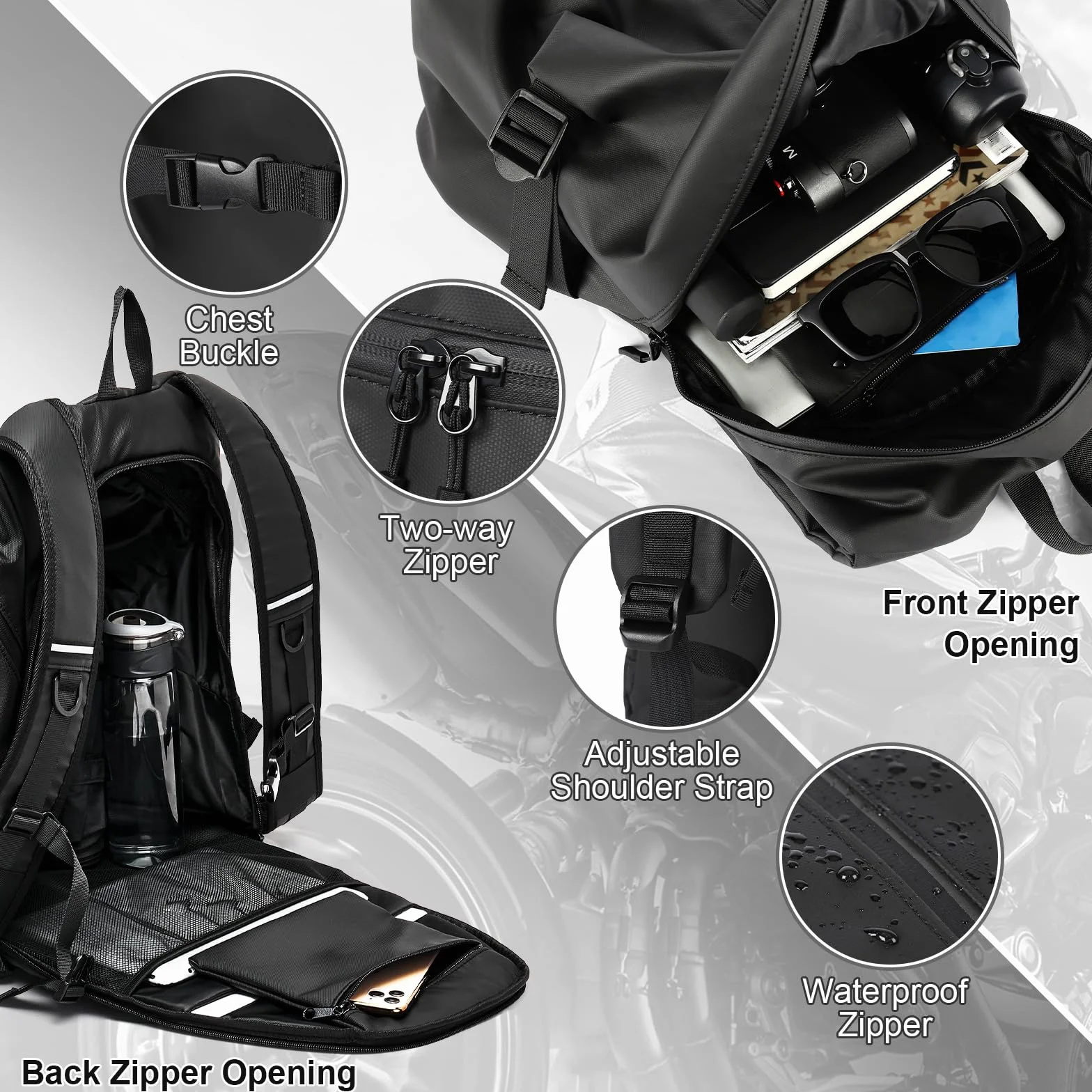 Plecak na Kask Motocyklowy dla Mężczyzn Kobiet Plecak Motocyklowy Torba na Kask Motocyklowy Wodoodporna Plecaki Motocyklowe Plecak na Kask Jeździecki Motorcycle Helmet Holder Case,Czarny L