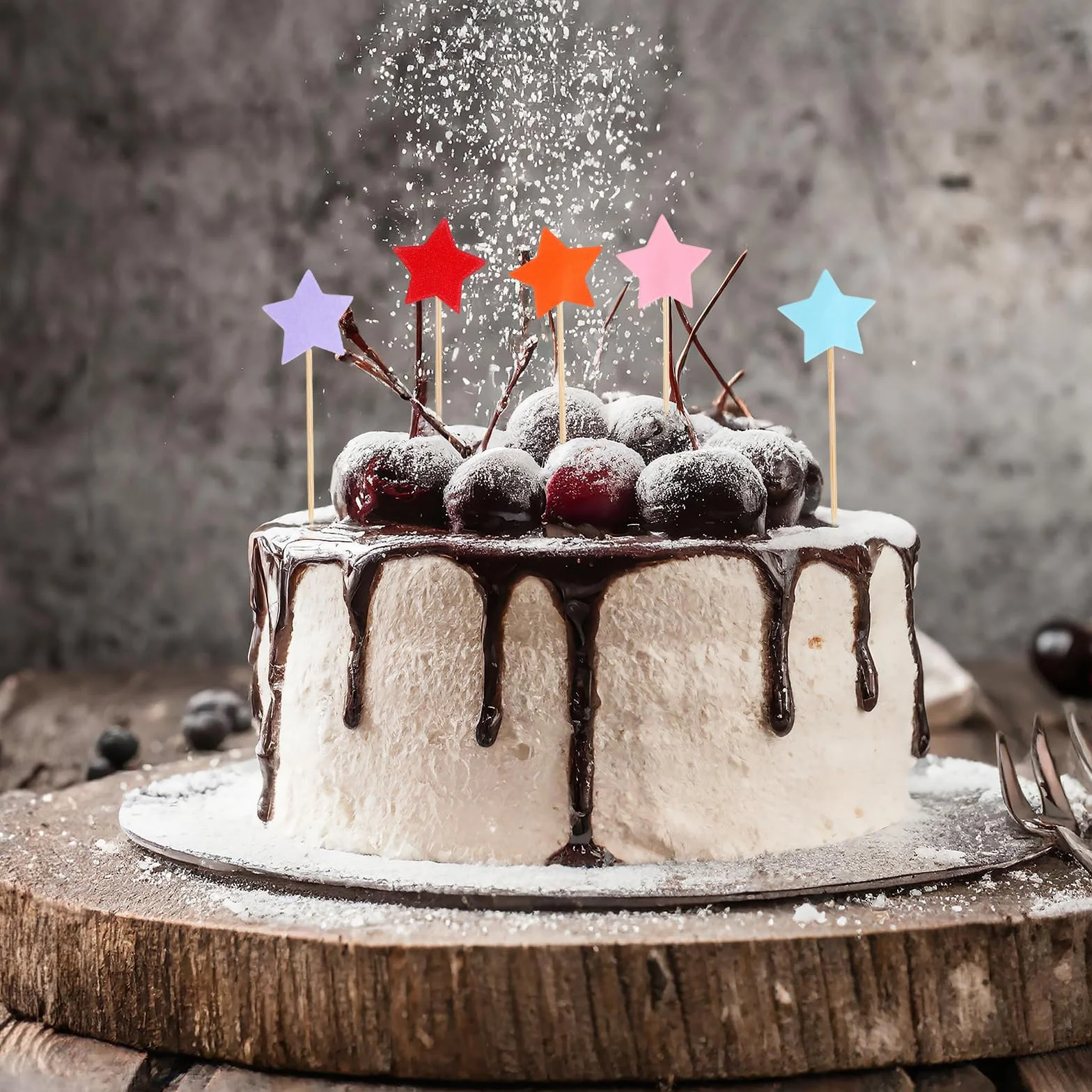 Ozdoby na babeczki gwiazdki brokatowe dekoracje na tort toppery urodziny ślub baby shower