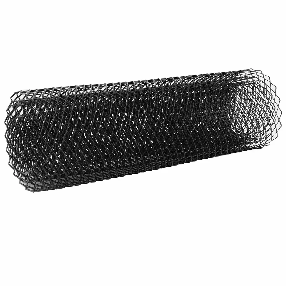 Esenlong Aluminiowa kratka siatkowa, otwór 8 x 16 mm, uniwersalna kratka do wyścigów samochodowych, siatka siatkowa, zderzak, rombowy grill, czarna (100 x 33 cm)