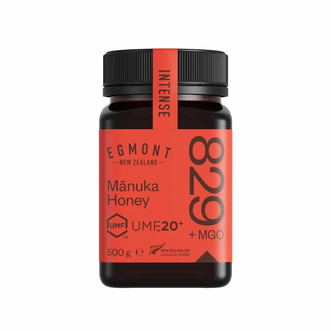 Egmont Honey Miód Manuka 829+ MGO 20+ UMF 500g | przebadany laboratoryjnie i certyfikowany pod kątem zawartości MGO i UMF | jednokwiatowy i w 100% naturalny | wyprodukowany i butelkowany w Nowej Zelandii
