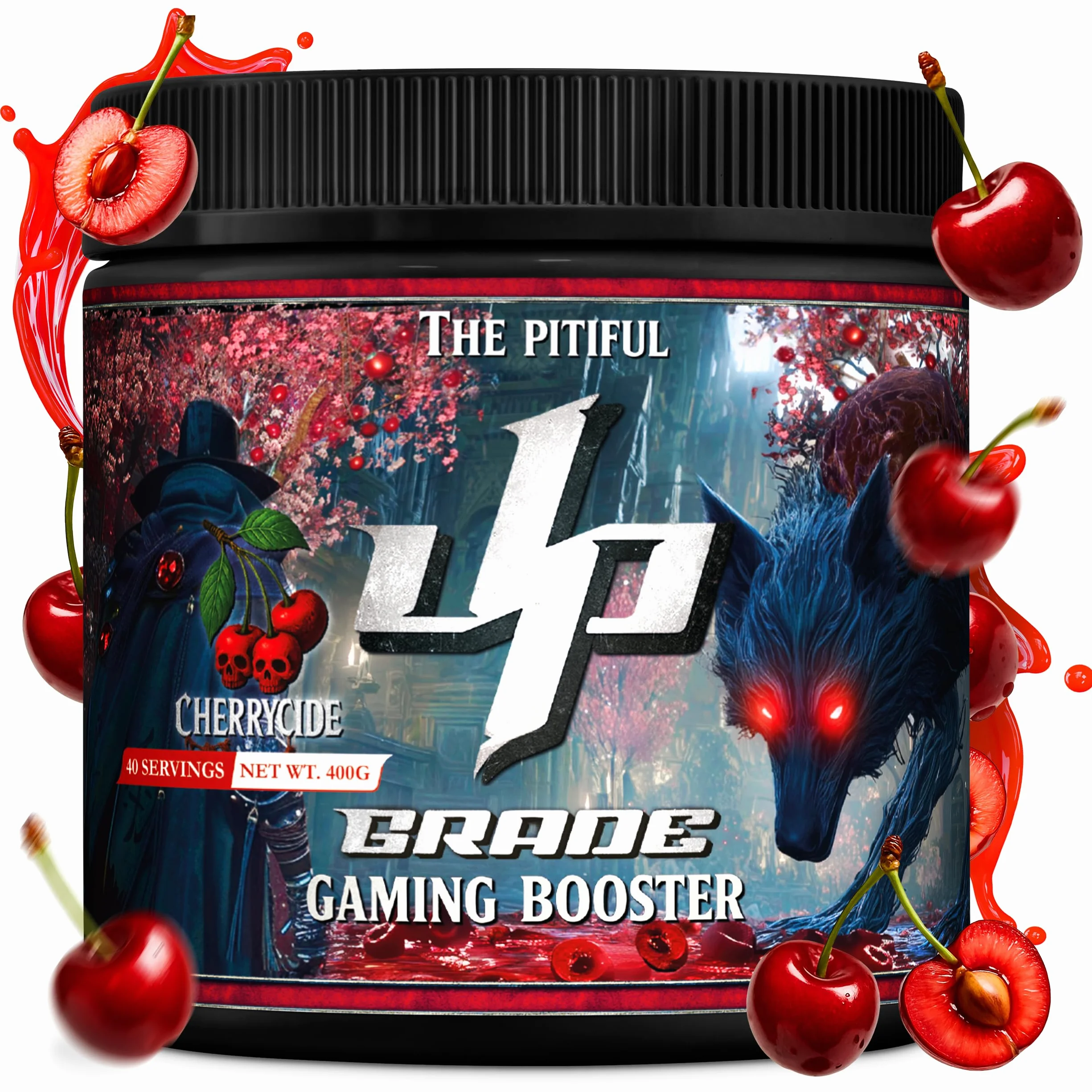 UP-GRADE Gaming Booster – energy drink w proszku na fokus i energię – 200mg kofeiny, L-tyrozyna, tauryna, witaminy i magnez – klarowny, orzeźwiający napój – 40 porcji (400g)