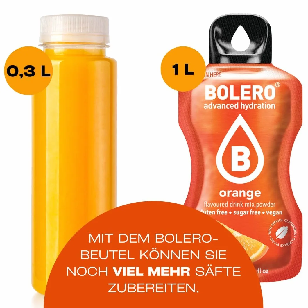 Bolero YUZU Proszek do napojów bez cukru ze stewią i witaminą C 24x3g bezglutenowy wegański