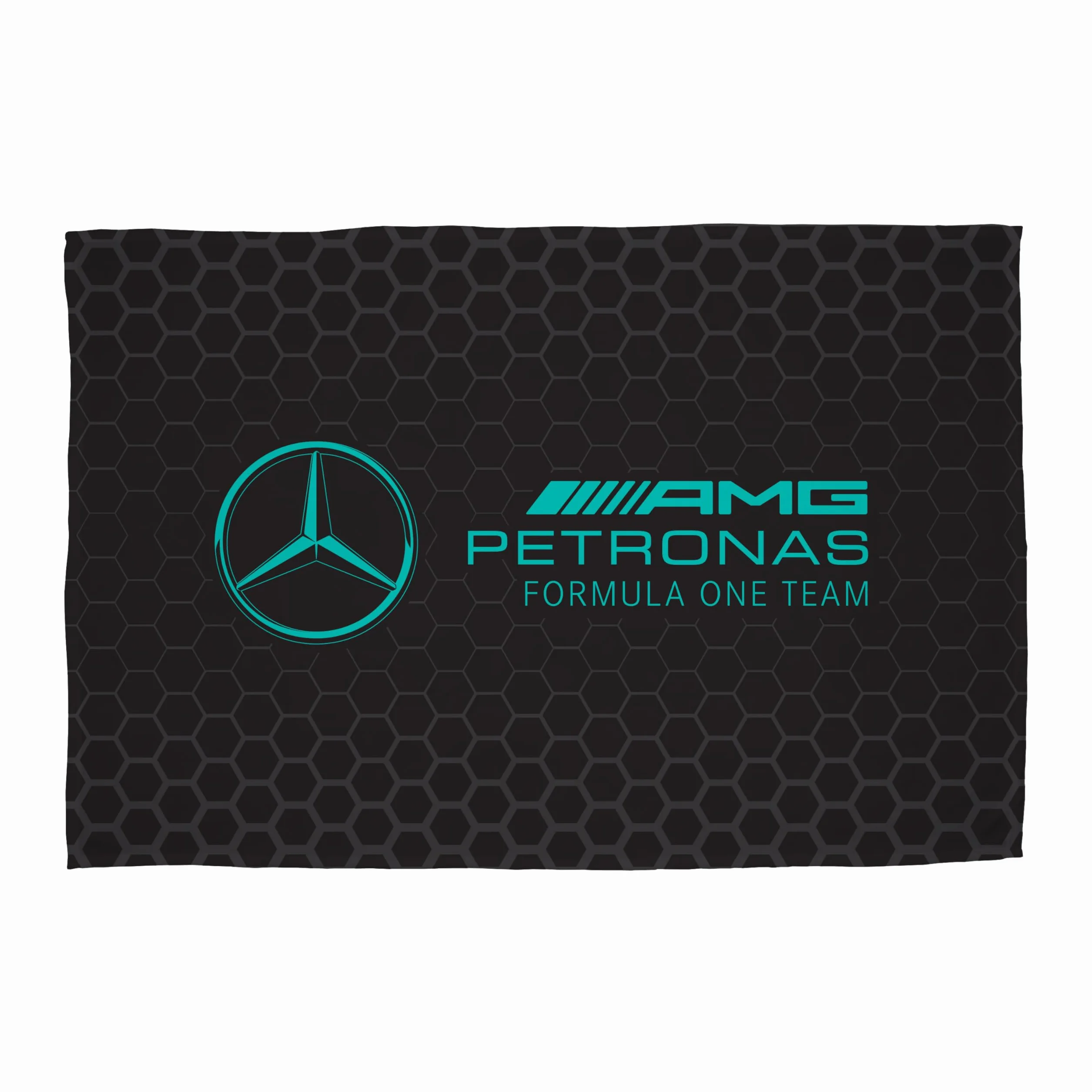 Character World Mercedes AMG Petronas oficjalny koc polarowy, super miękki, ciepły, czarny, wzór Stealth Formuły 1, idealny do sypialni, na kemping i nocowanie, 100 x 150 cm