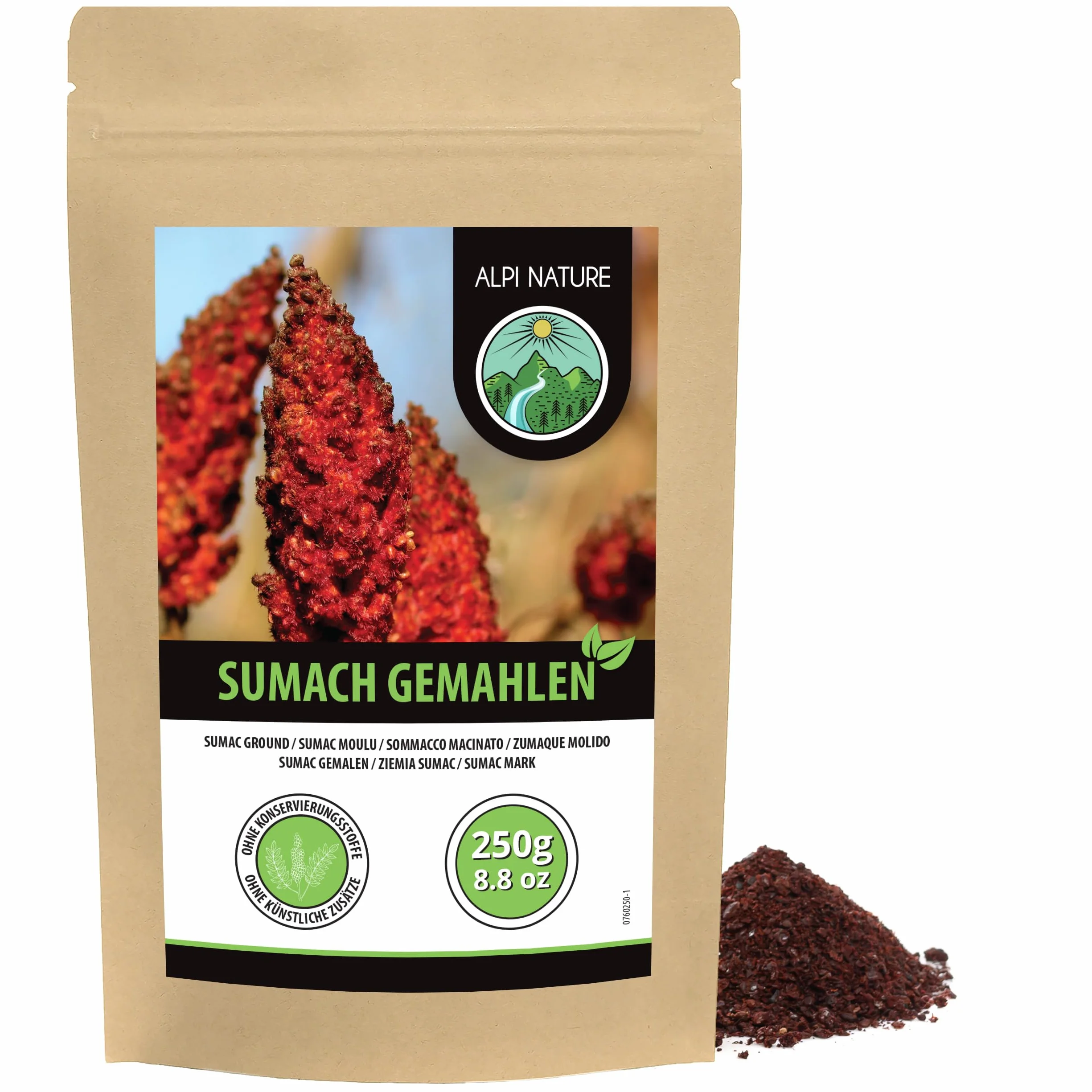 Alpi Nature Proszek Sumak 250g, Suszone i Mielone Owoce Sumaku z Solą